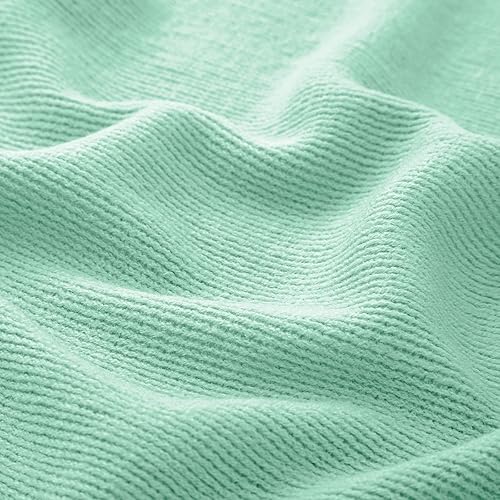 Miniatura 8 de Vonty Manta de punto verde menta con borlas y flecos, 50 x 60 pulgadas, manta de punto súper suave, manta ligera decorativa de granja para sofá, cama