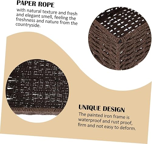 Miniatura 8 de Caja de almacenamiento pequeña cesta tejida cesta de almacenamiento tejida de escritorio cesta de almacenamiento decorativa cestas tejidas para