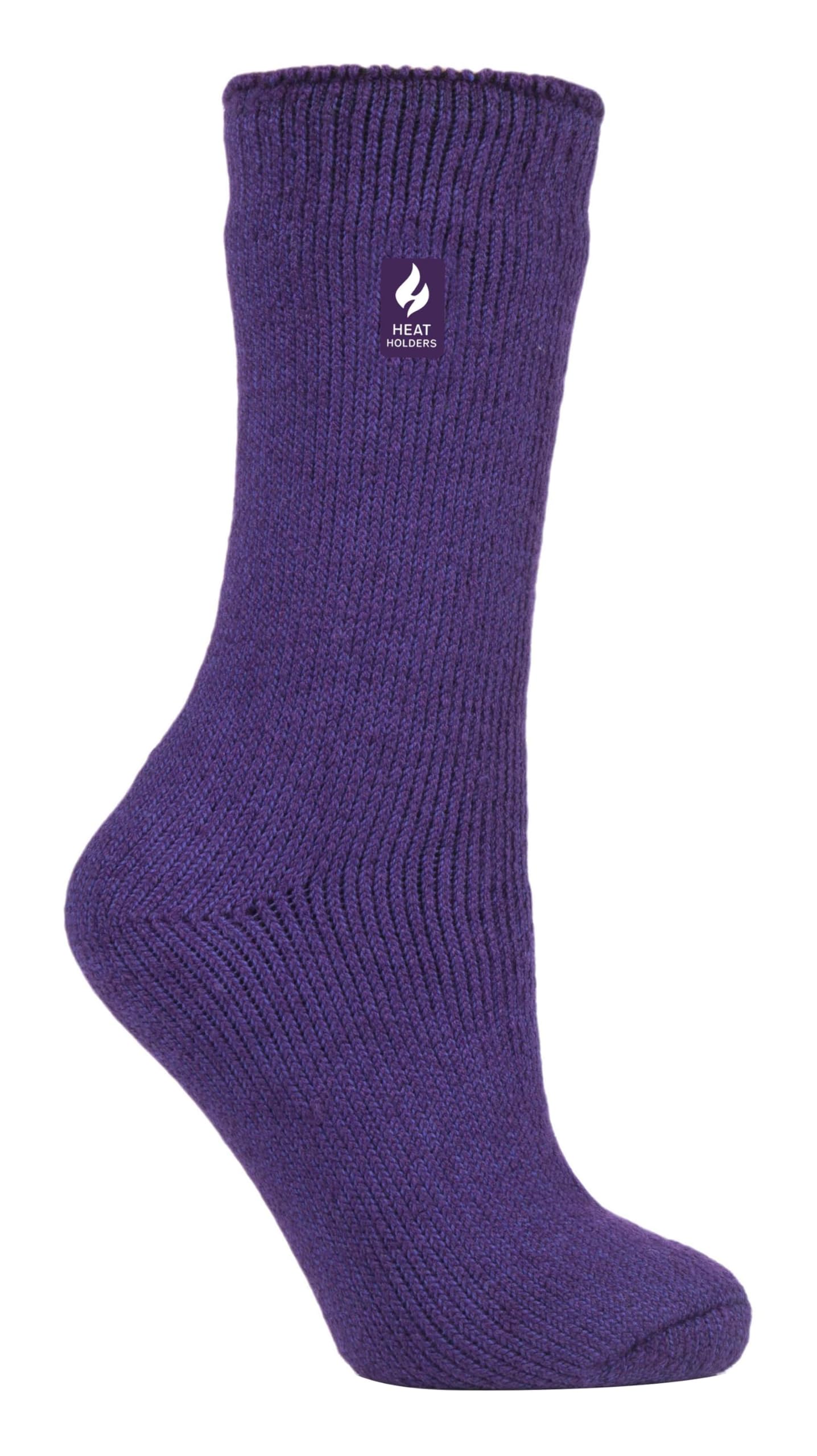 HEAT HOLDERS Ladies Original Thermal Socks Size 4-8 Uk, 37-42 eur (Purple)