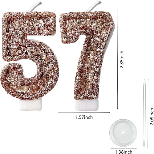 Vista 93 de Velas de números con purpurina azul y negra de 2.8 pulgadas, muchos colores, regalos de cumpleaños 58 y 85, velas de cumpleaños, velas de cumpleaños