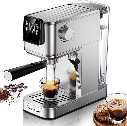 Máquina de café expreso, 20 bares, espumador de leche y panel LCD, caliente y helado con infusión rápida en frío, cafetera espresso de acero