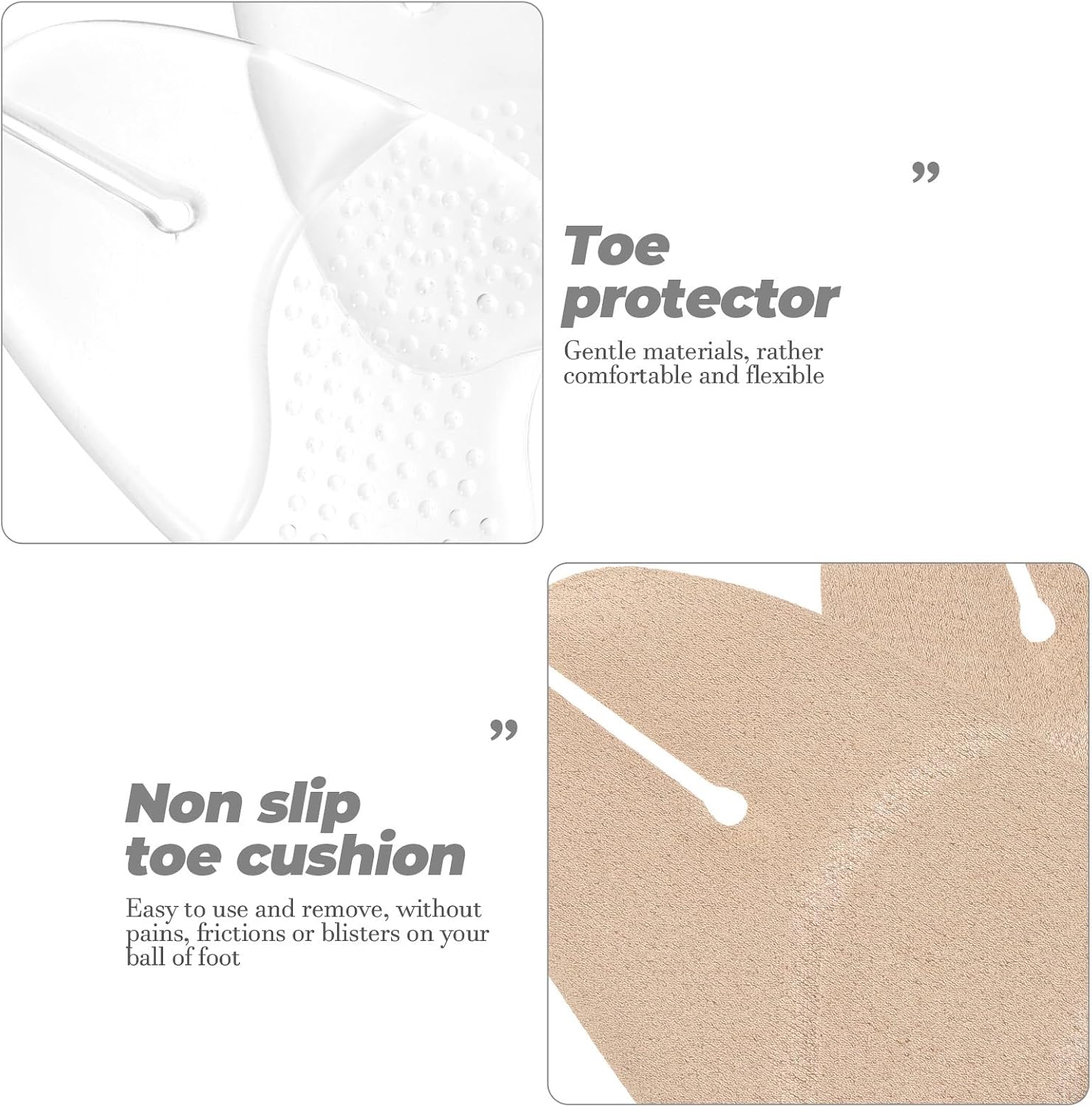 3 Pairs Thong Sandal Toe Guards and Fabric Ball-of-Foot Cushions Self-Adhesive Anti-Slip Pads for Flip-Flops and Sandals Comfort Inserts for Women