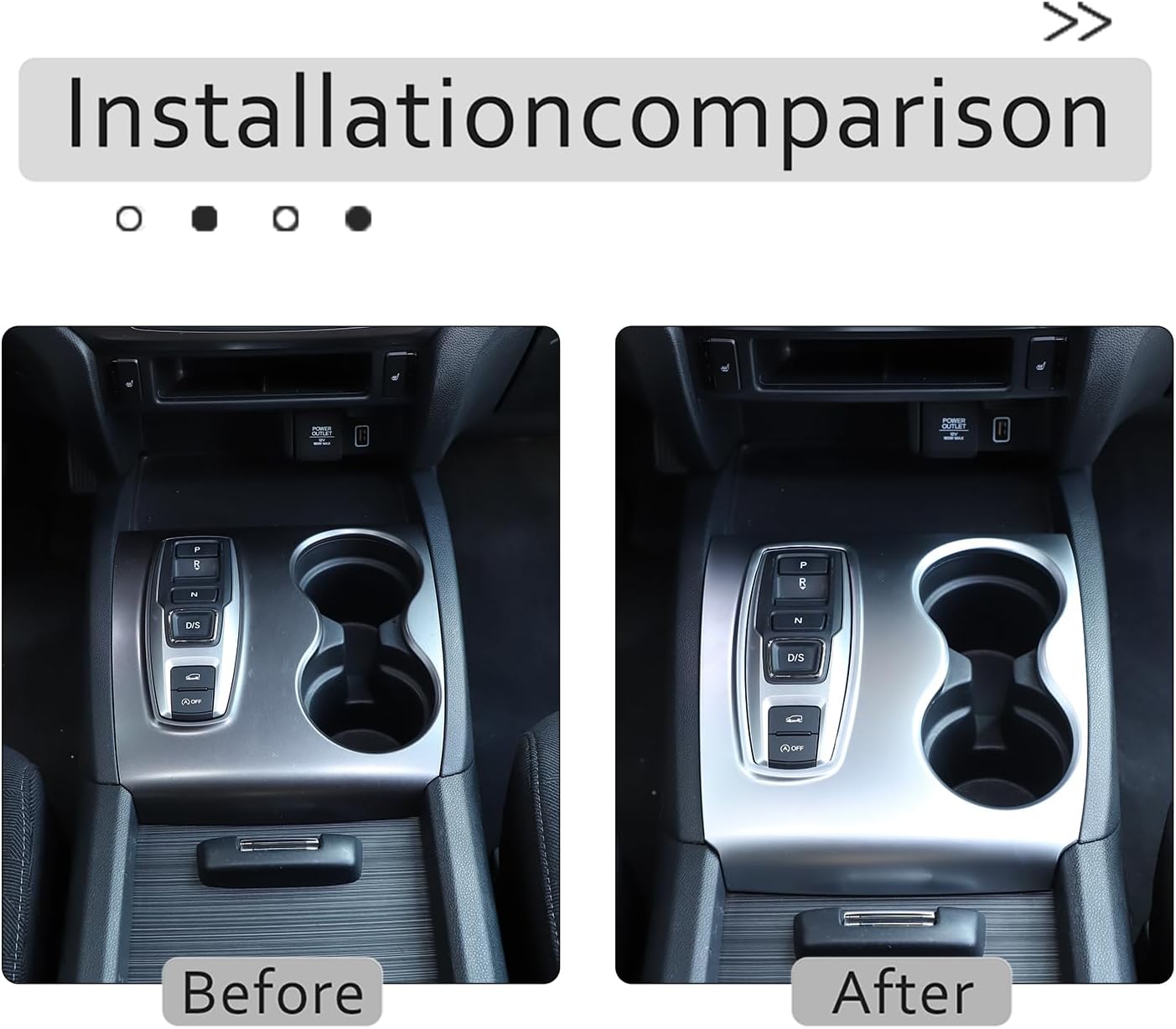 Gear Shift Panel Cover for Honda Pilot 2016-2022 Ridgeline 2020-2023 Passport 2019-2023, Center Console Cup Holder Frame Anti-Scratch Protector Interior Accessories, ABS (Chrome)