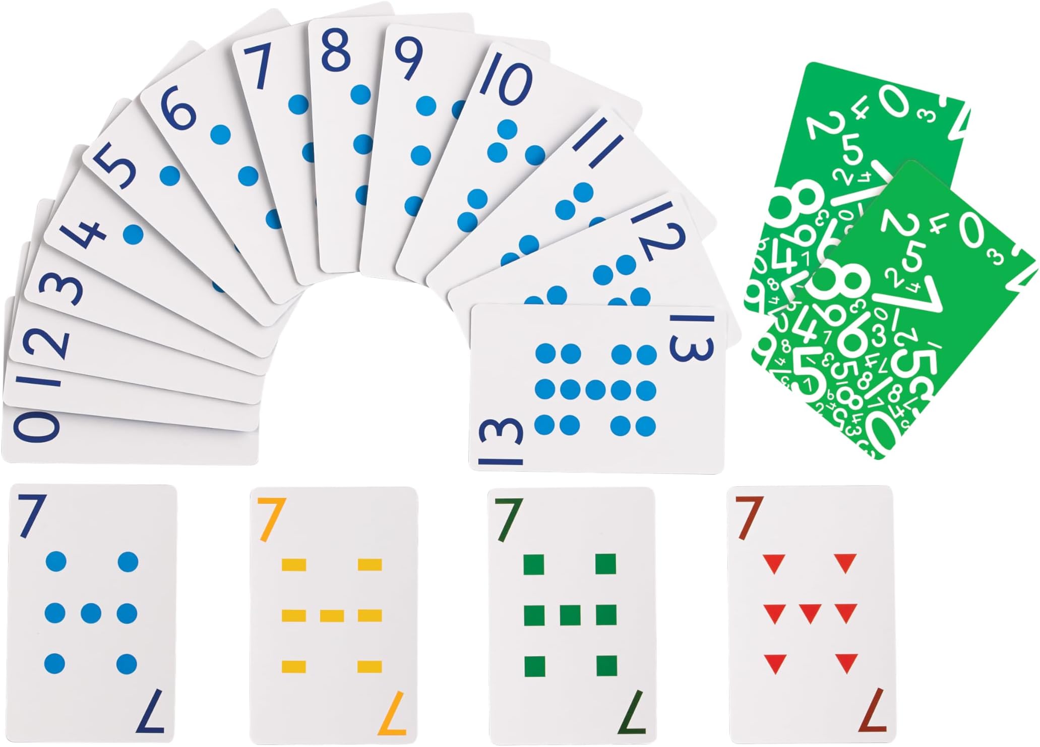 edxeducation School Friendly Playing Cards - In Home Learning Game - Set of 8 Decks - 448 Cards - Multicolored Patterned Cards Numbered 0-13 - Teach Counting and Probability