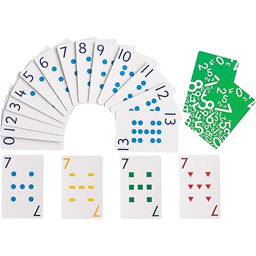 edxeducation School Friendly Playing Cards - In Home Learning Game - Set of 8 Decks - 448 Cards - Multicolored Patterned Cards Numbered 0-13 - Teach Counting and Probability