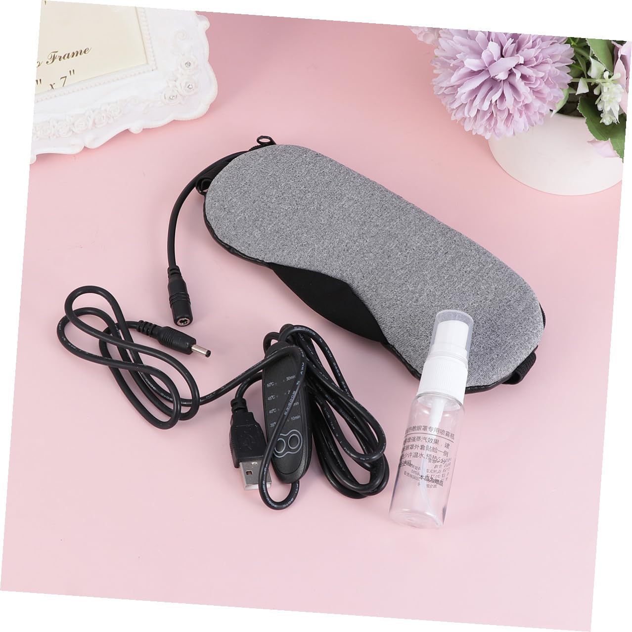 IMIKEYA Maschera per dormire a vapore ricaricabile USB maschera termica in pelle grigia senza profumo maschera oculare rilassante per alleviare la fatica e la testa adatta per casa ufficio e viaggi