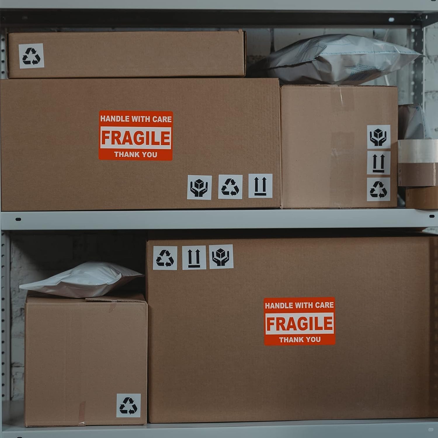 3" x 5" Fragile Stickers for Shipping, Handle with Care Fragile Labels, Strong Adhesive for Moving, Thank You Warning Packing Shipping Label Stickers [500 Labels/Roll], 6 Rolls