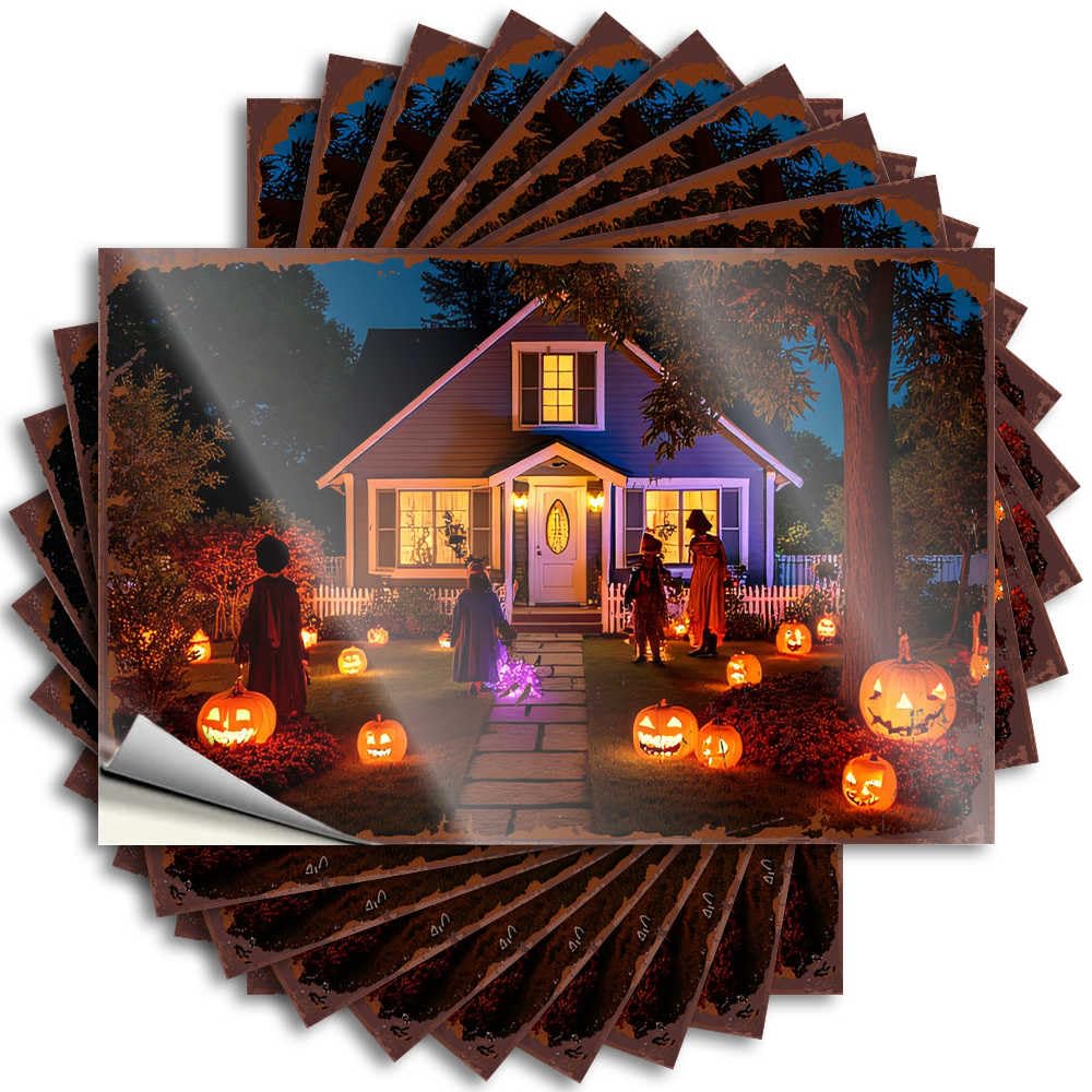 Halloween Night: A Spooky Gathering Around The Haunted House Stickers Goods | Bookish Tumbler Removable Decal Pack(12X18CM)