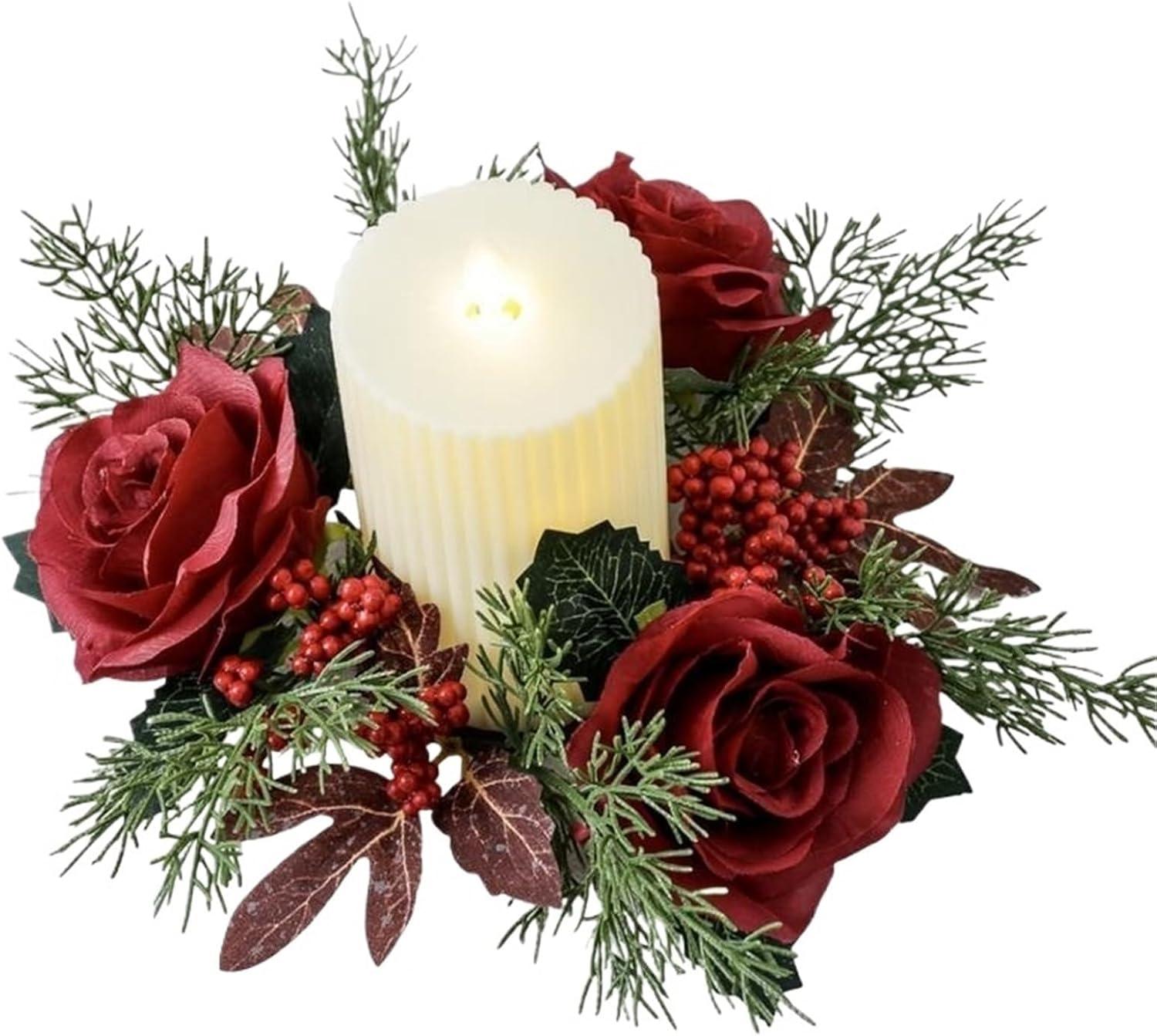Candle Wreath 2 Pcs Small Artificial Flower Candle Rings Candle Rings Flower Wreath Artificial Floral Wreaths Floral Decor for Home Decorations