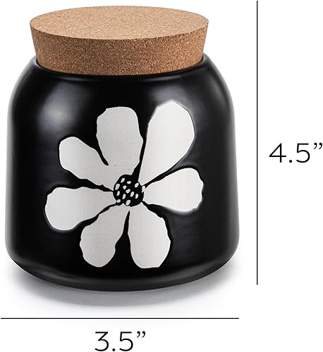 Miniatura 5 de DEMDACO Bote de gres negro de 3,5 x 4,5 pulgadas, diseño de corcho con tapa de corcho