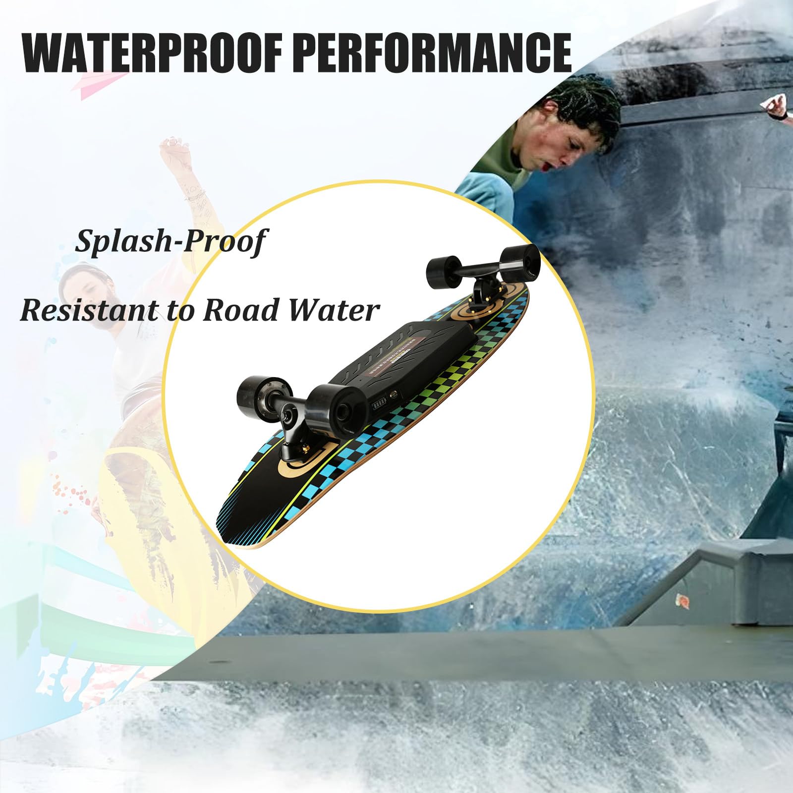 Longboard Portable pour Débutants, Skateboard électrique Professionnel avec Télécommande et Régulateur de Vitesse, Autonomie de 26 km, Charge Rapide de 90 Min C-Dualdrive
