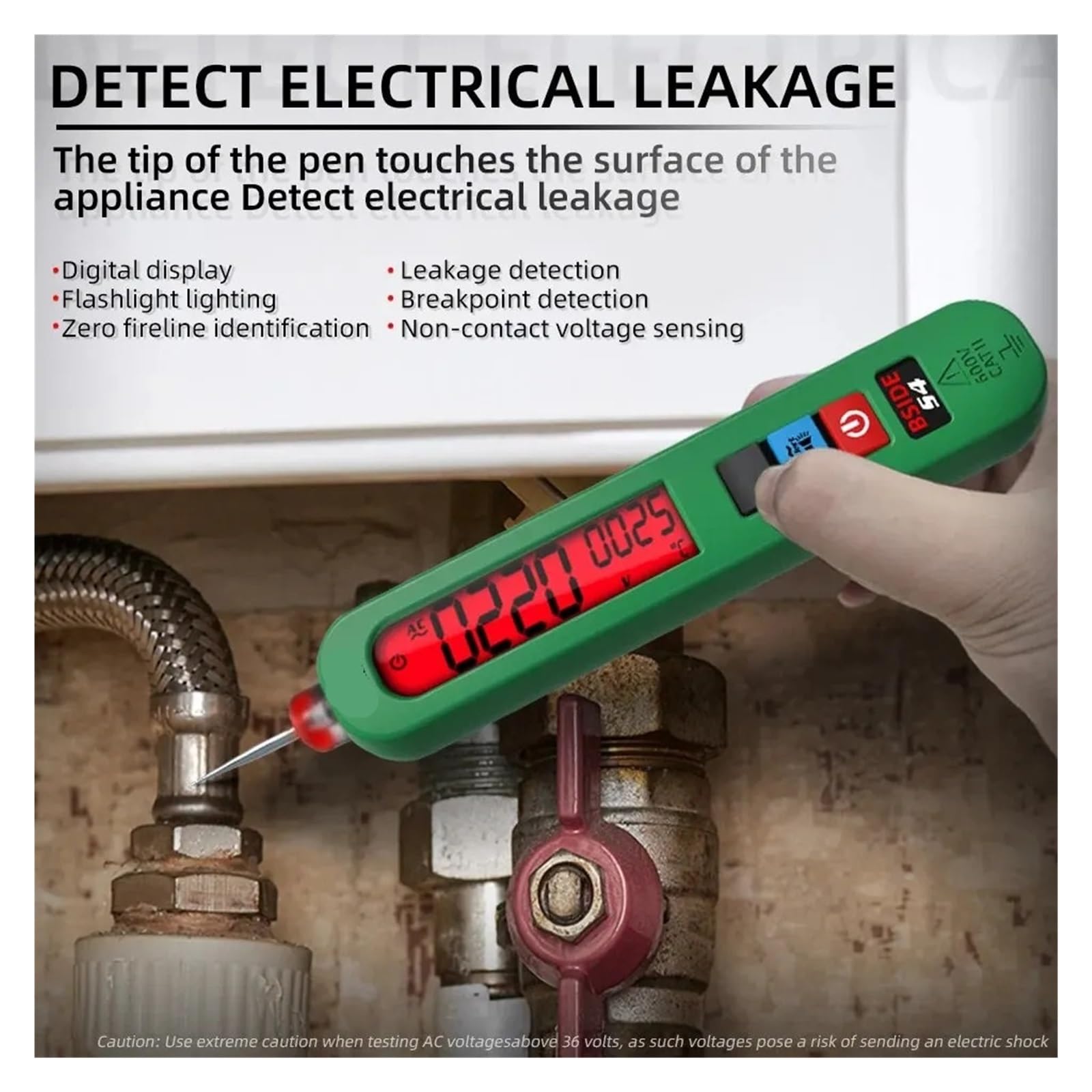 Detector de fugas tensión, comprobador CA, bolígrafo eléctrico, circuito sin contacto, continuidad, 0-300 V, con retroiluminación(S4X-EBTN)