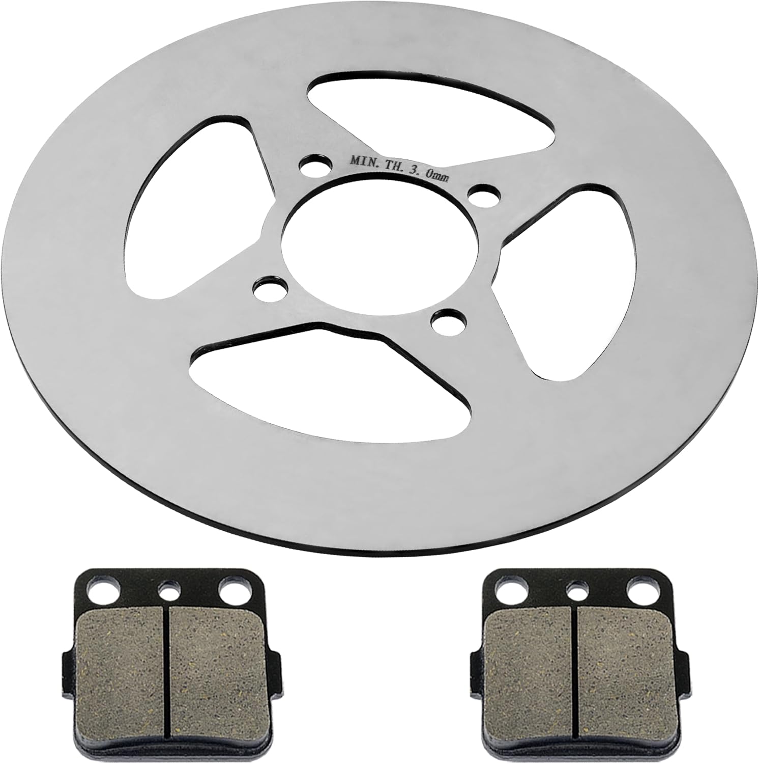 Caltric Rear Wheel Brake Disc Rotor with Brake Pad Compatible with Yamaha Raptor 350 YFM350R 2005-2013