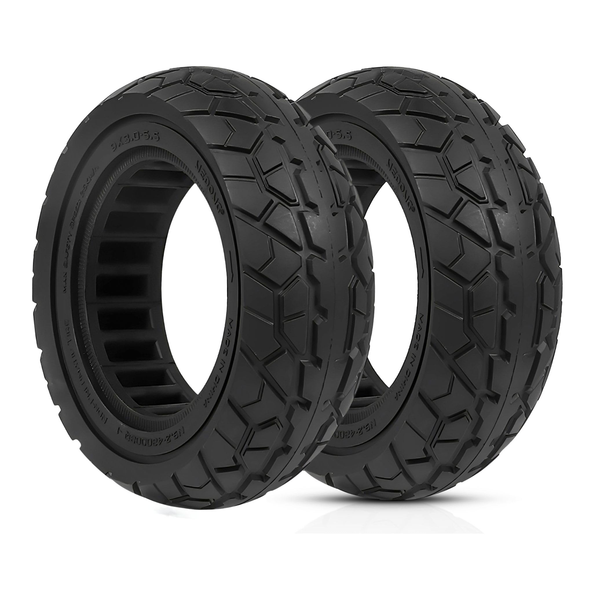 ANSENI Rueda Maciza 9X3.0-5.5, Neumatico Offroad Todoterreno 9 Pulgadas,Neumáticos de Reemplazo,Rueda Antipinchazo para Patinete Eléctrico Kukirin G2 Pro(Versión 2024 Posterior) (2 Ruedas)