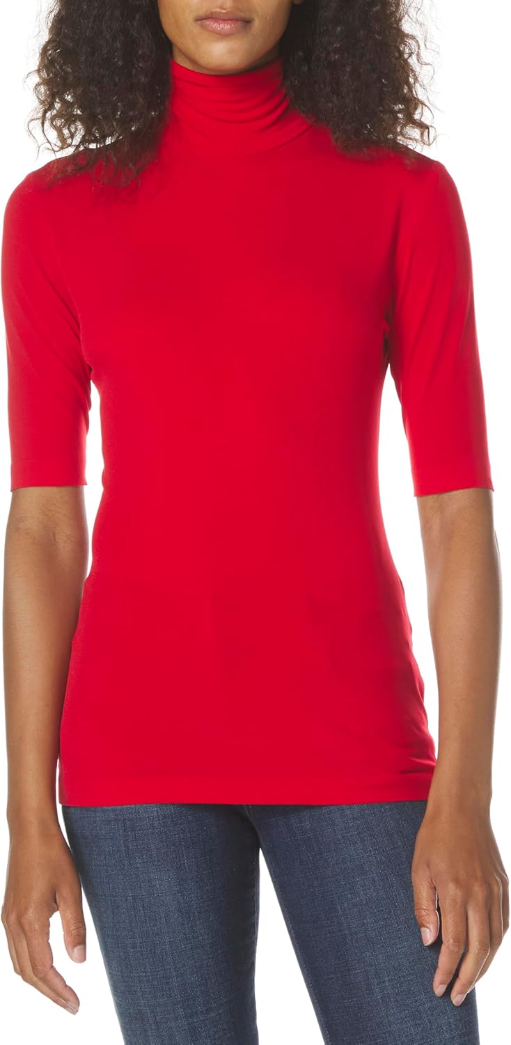 Norma Kamali Womens Slim Fit Short Sleeve Turtle Top