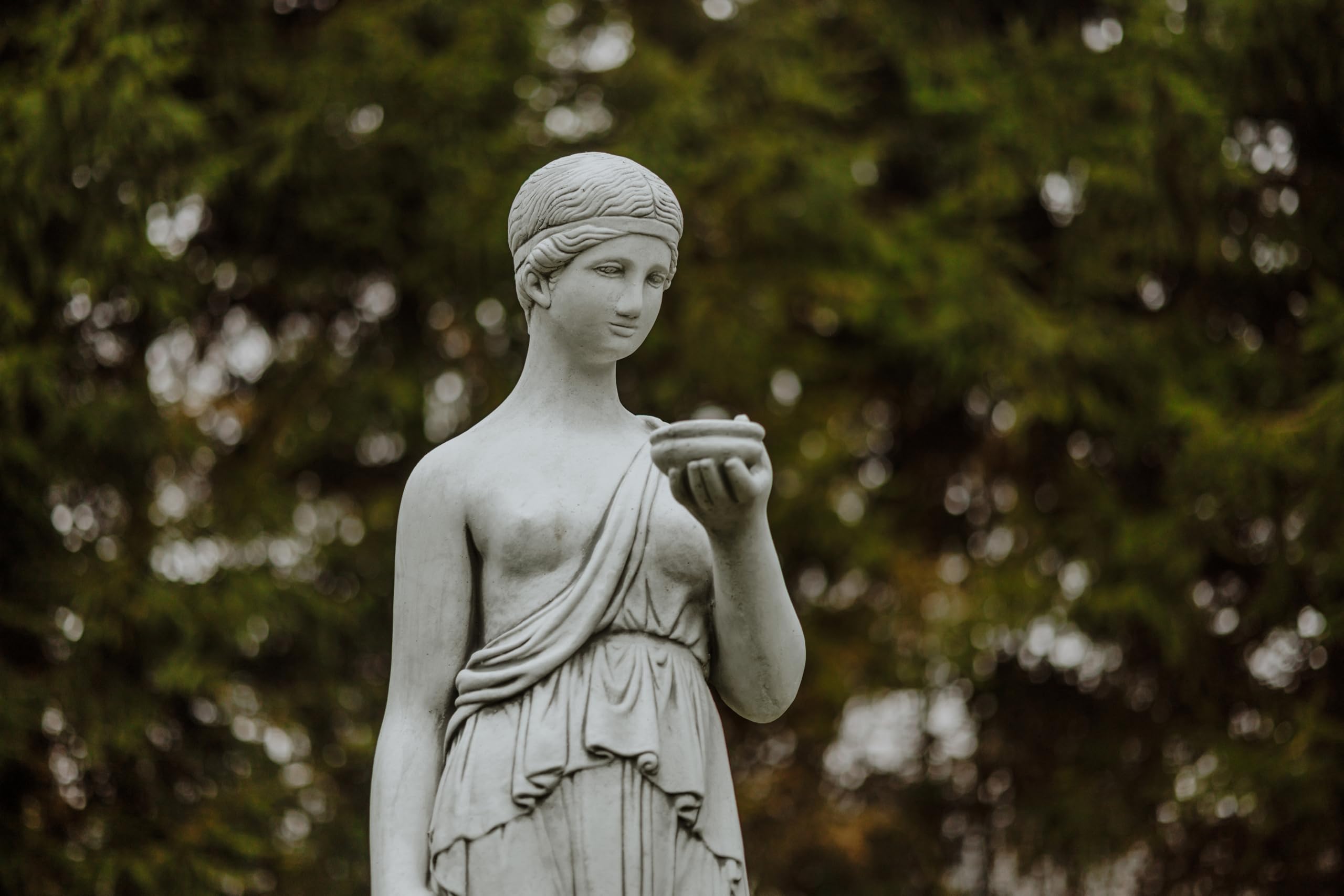gartendekoparadies.de Hebe Göttin der Jugend Statue, Grau, 122 cm | Steinfigur aus Weißbeton/Steinguss, 94 kg, Frostsicher, Für Außenbereich