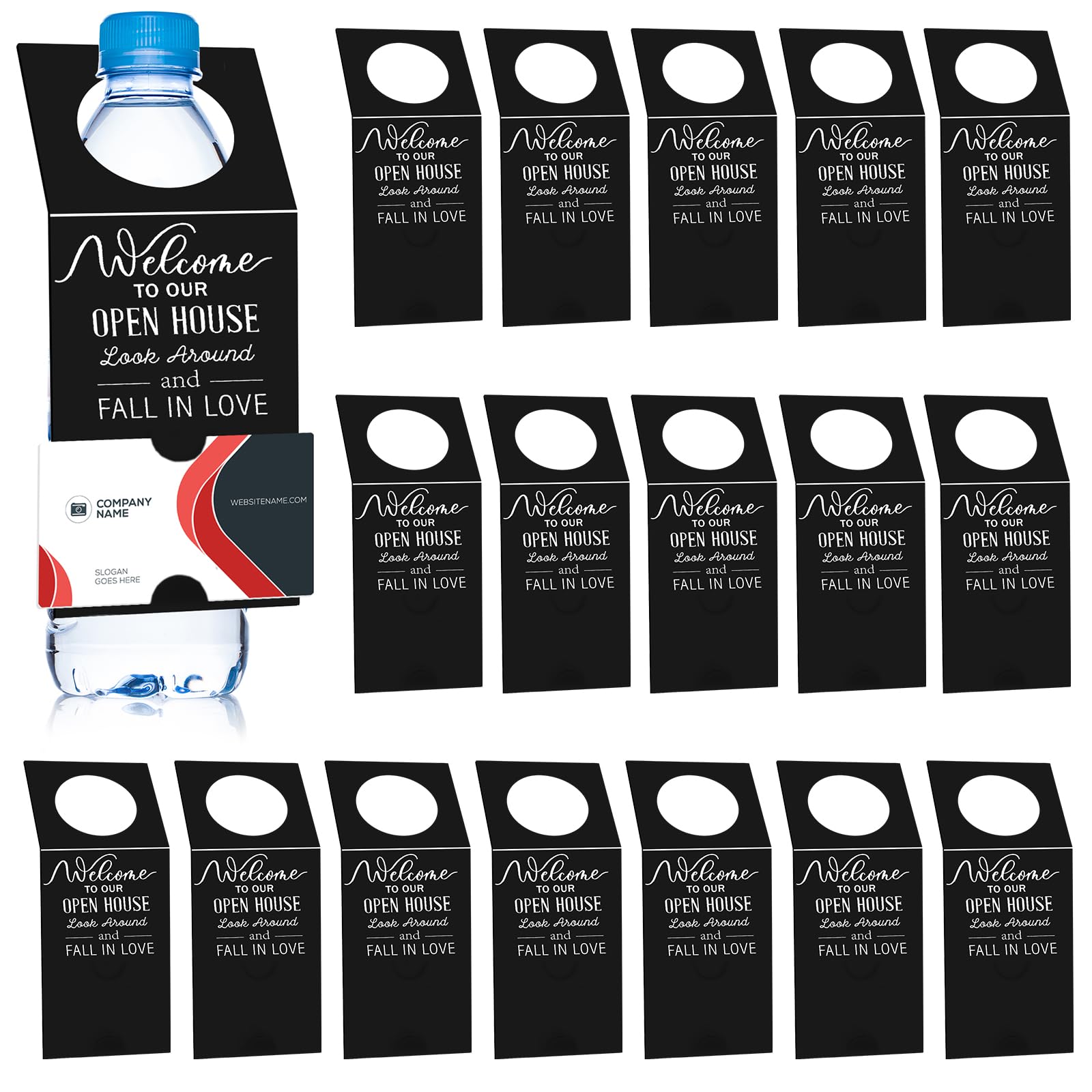 Eersida 50 Pieces Open House Water Bottle Hang Tags Open House Supplies Tags for Bottles Real Estate Agent Supplies for Real Estate Agent Favors (