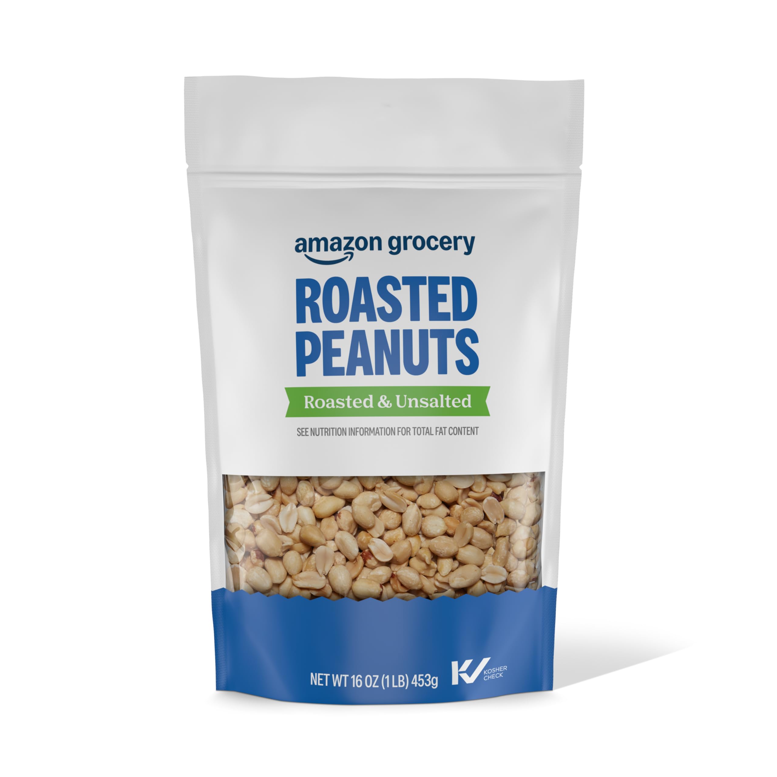 Amazon Grocery, Roasted Peanuts, Roasted & Unsalted, 16 Oz