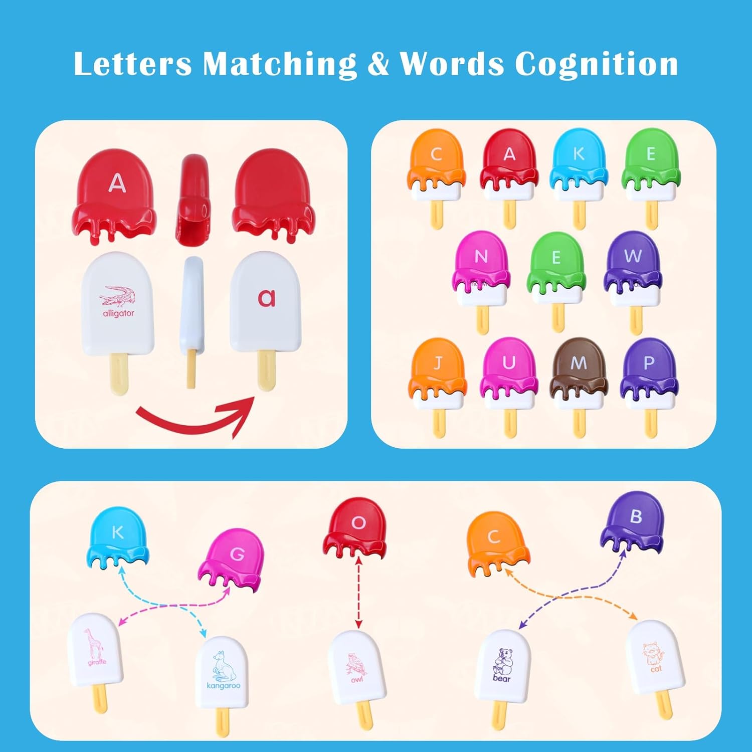 52 Pcs ABC Pops - Alphabet Learning Toys, Preschool Educational Toys for Classroom Fun and Engaging Alphabet Matching Game