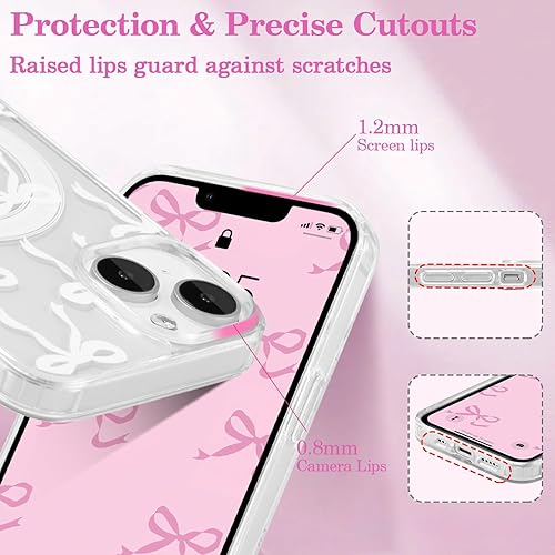 Miniatura 3 de UEEBAI - Funda magnética para iPhone 15, diseño de lazo, compatible con MagSafe, funda transparente delgada inalámbrica, antiamarilleo, a prueba de