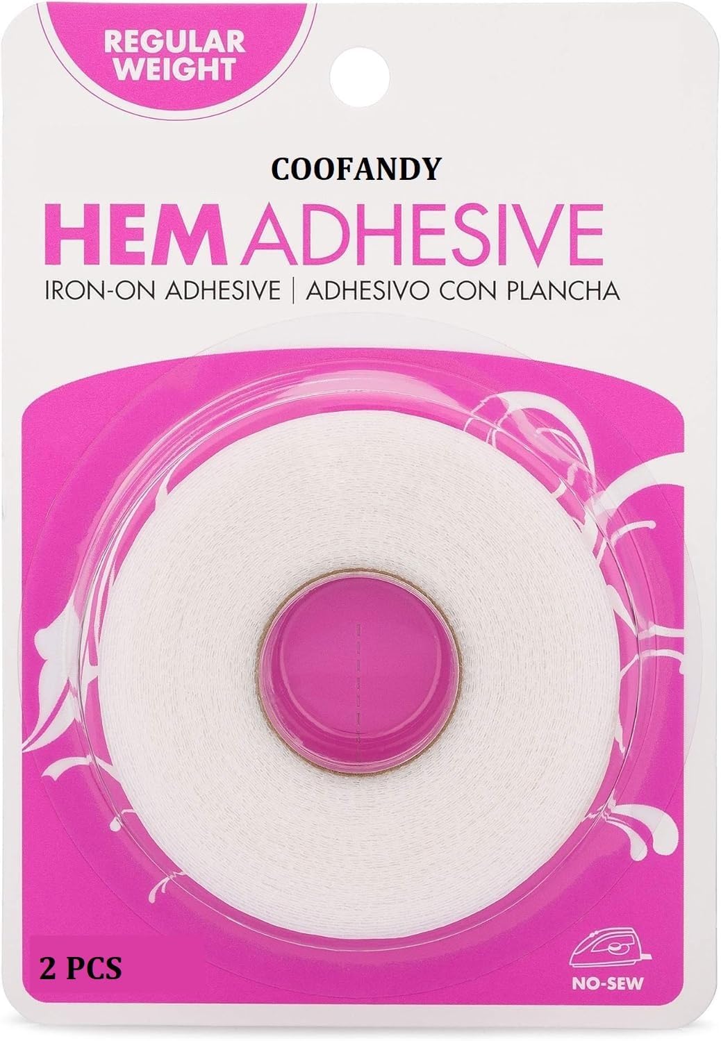 COOFANDY Fabric Fusing Tape - 2 Pcs Iron On Hemming Tape, Double Sided Fusing Hem Tape Durable Adhesive for Skirts Jeans Clothes Pants Collars Curtains