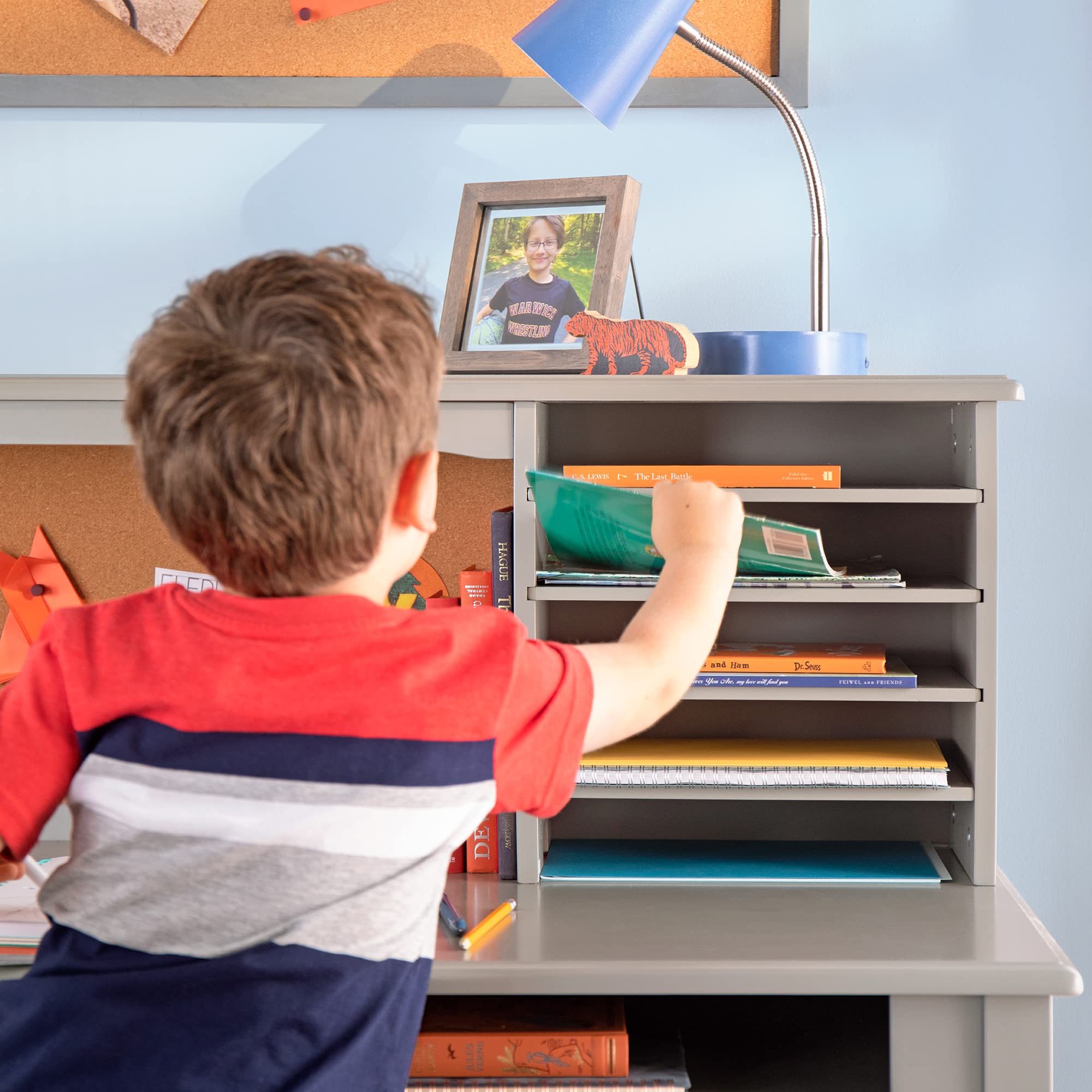 Guidecraft Children’s Media Desk and Chair Set Gray Student's Study
