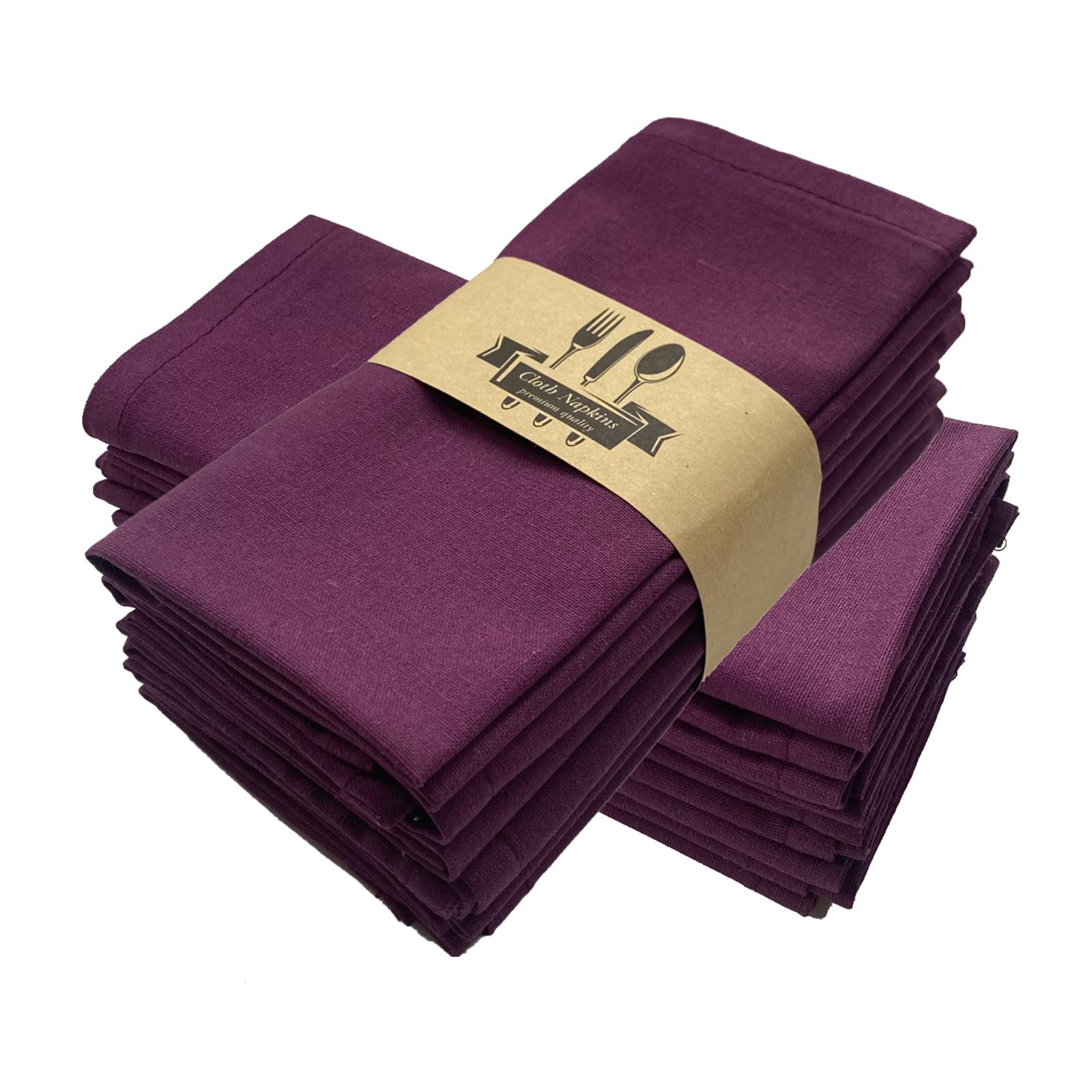 Servilletas de tela reutilizables lavables, juego de 6 unidades de algodón y lino morado