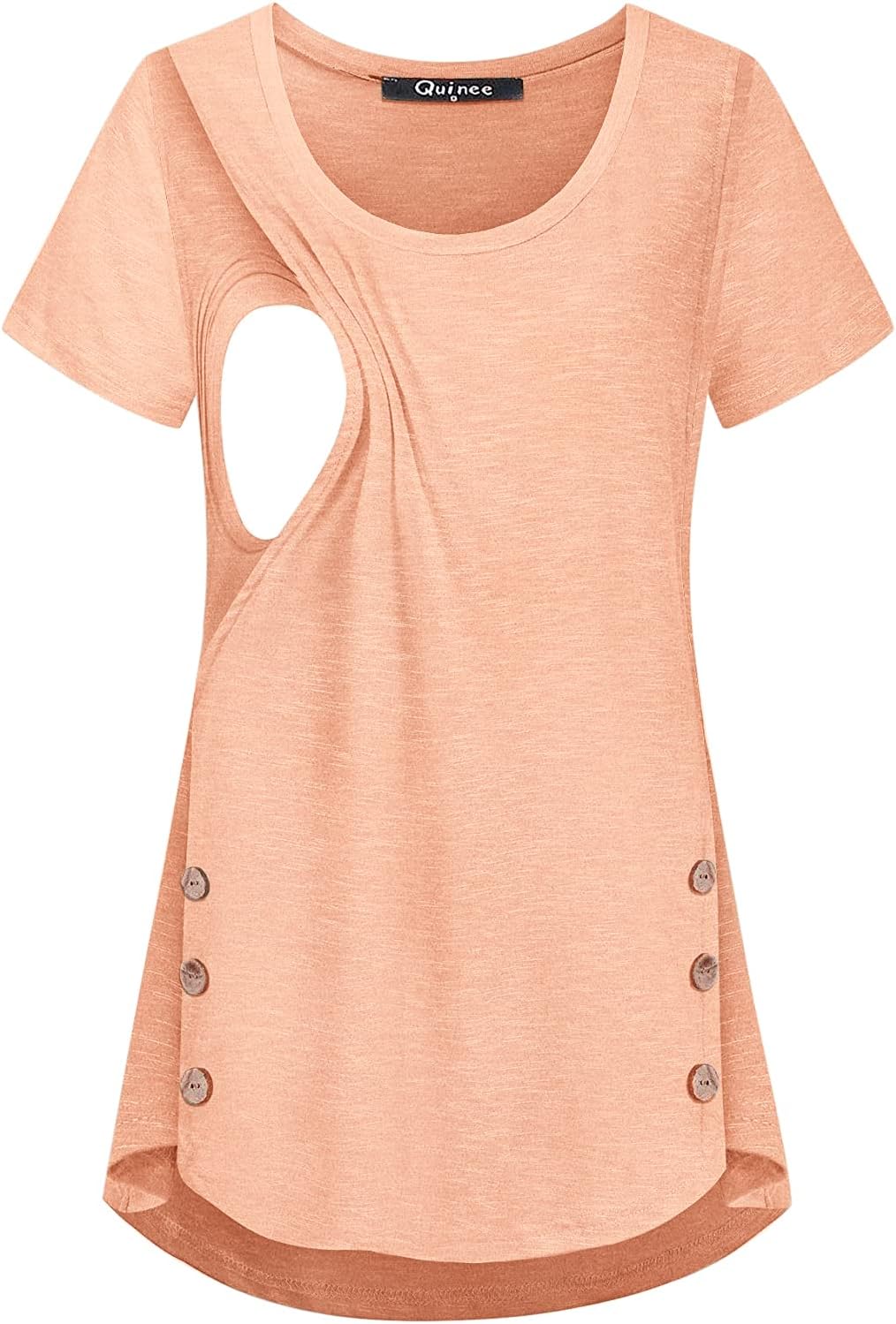 Quinee Women's Casual Button Side Nursing Tops Maternity Breastfeeding Tunic