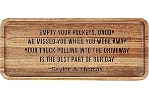 Engraved Acacia Wood Valet Tray with Sentimental Message: The Perfect Dad Bowl for Father's Day