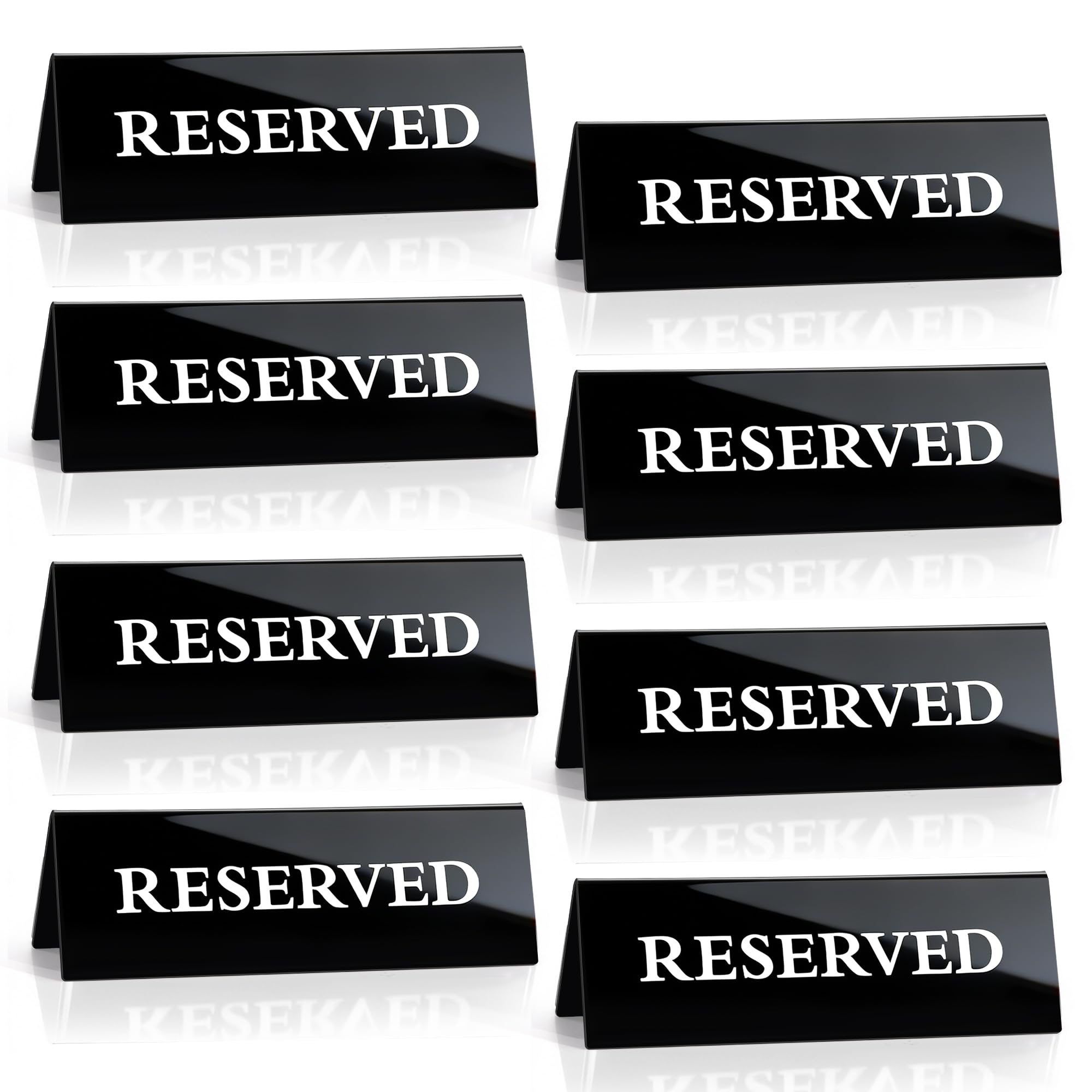 Letreros Reservados Doble Cara Letreros de Mesa Reservados de Acrílico para Mesa Boda Fiesta Restaurante Eventos 8 Piezas Negro