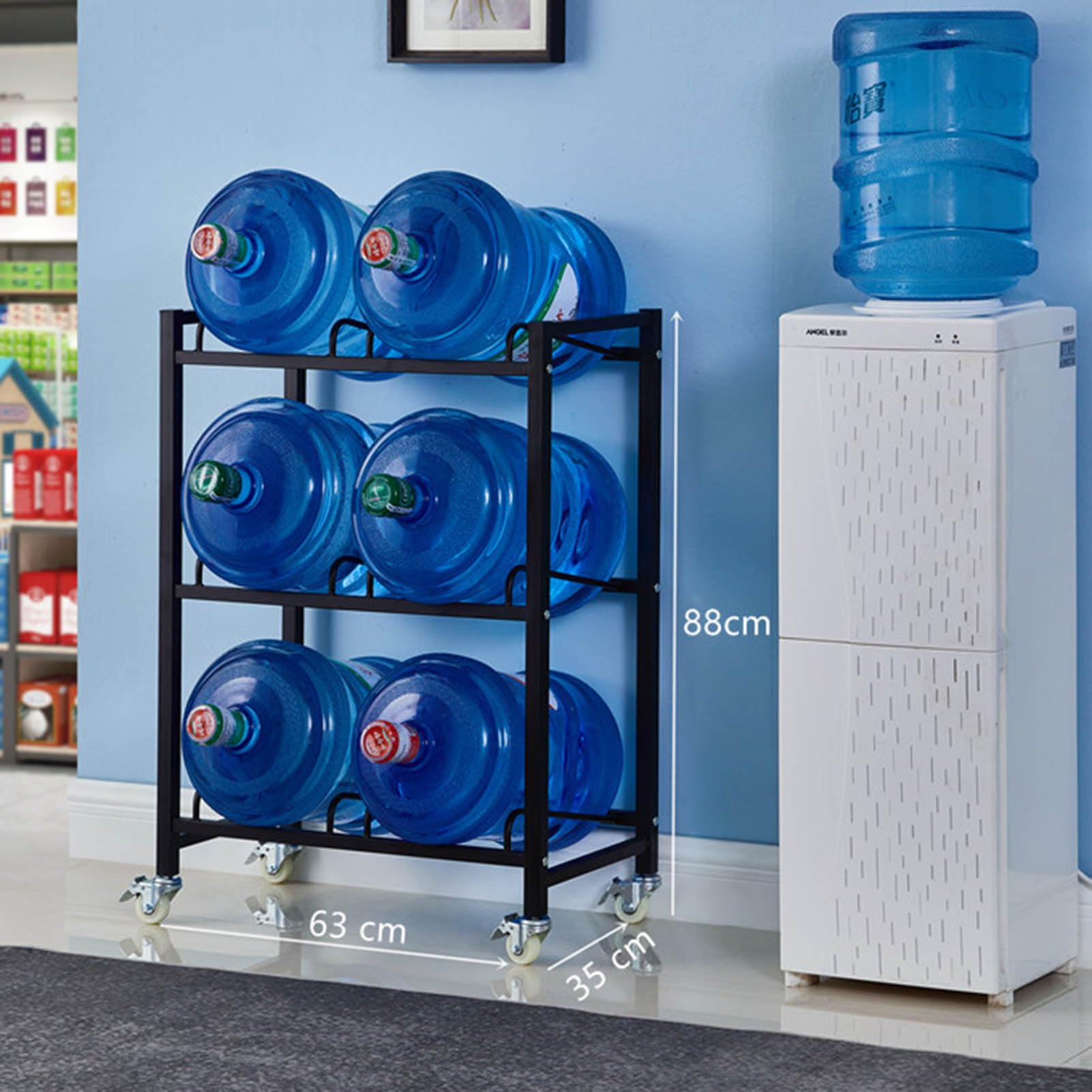 Soporte desmontable de doble fila para botellas de agua y enfriador de botellas de agua, estante que ahorra espacio para el hogar, cocina y oficina, ideal para almacenamiento de agua mineral