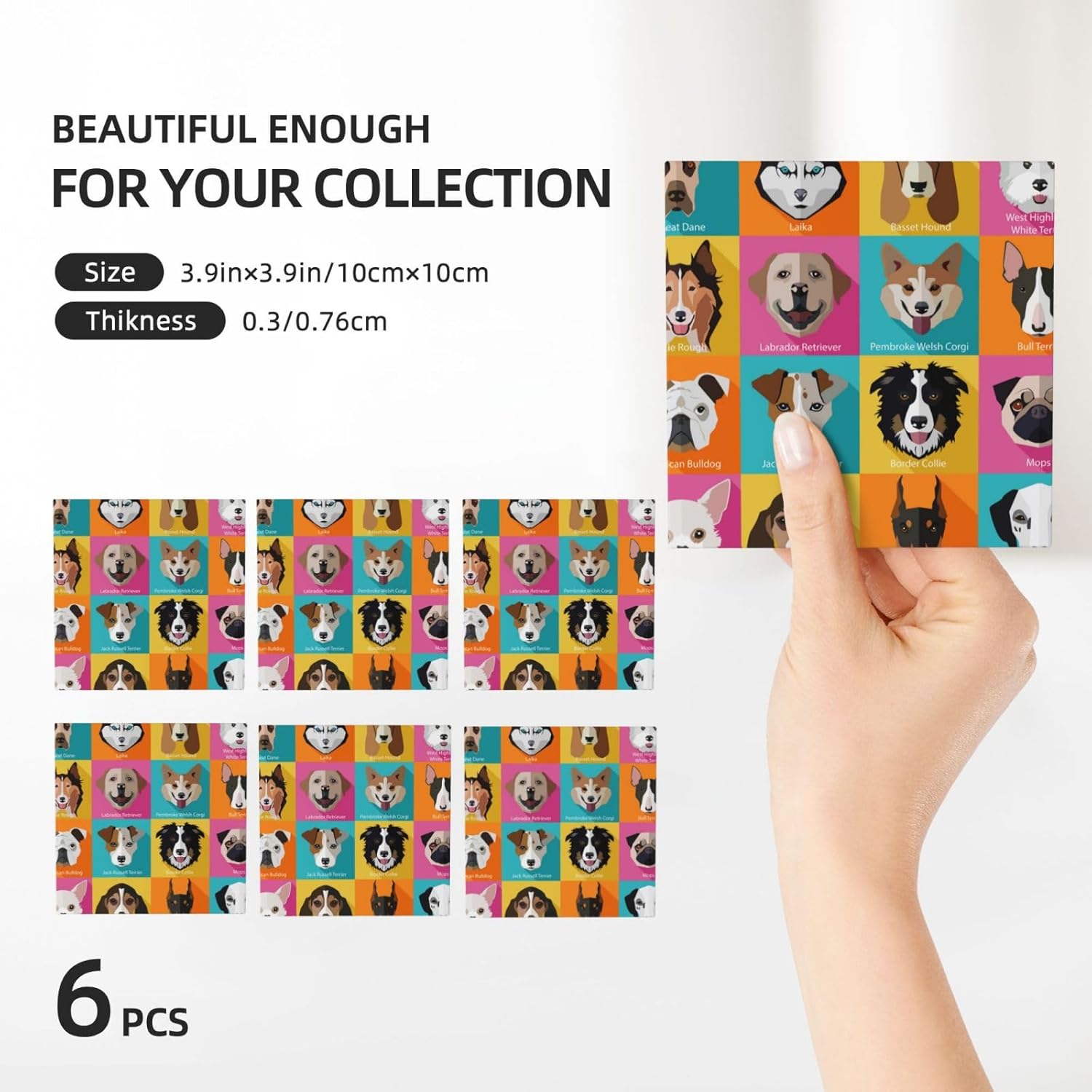 the dog breed ドリンク用コースター 6枚セット ホルダー付き セラミックコースター コルクベース コーヒーカップ 飲料