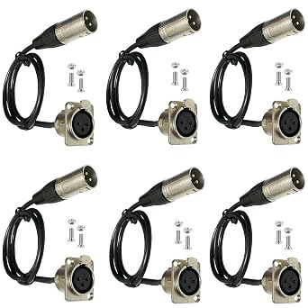 DIYTECH 6 Pack XLR Pass Through, Female to Male, Solderless Connectors