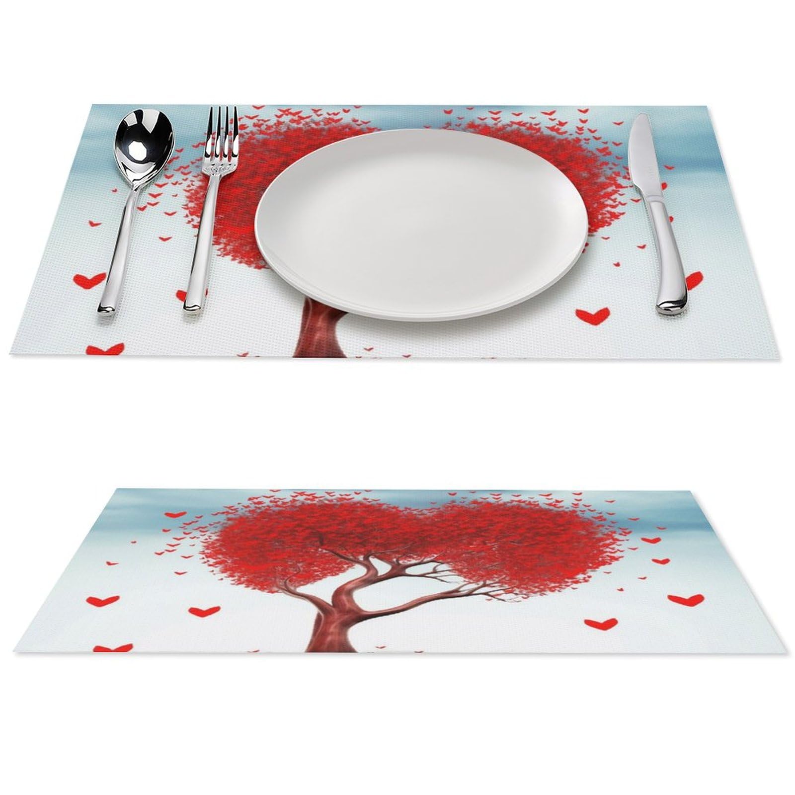 Set de table rouge arbre résistant chaleur pour table de salle à manger intérieur extérieur