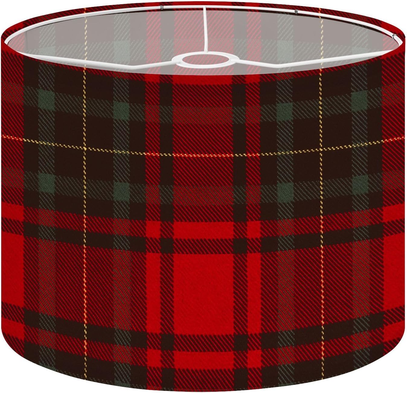 Large Drum Lamp Shades for Floor Lamps Green textile seamless tartan plaid texture design material red Easy Assembly Required Fabric Lamp Shades for Bedroom Study Dorm Decor 13x13x10in