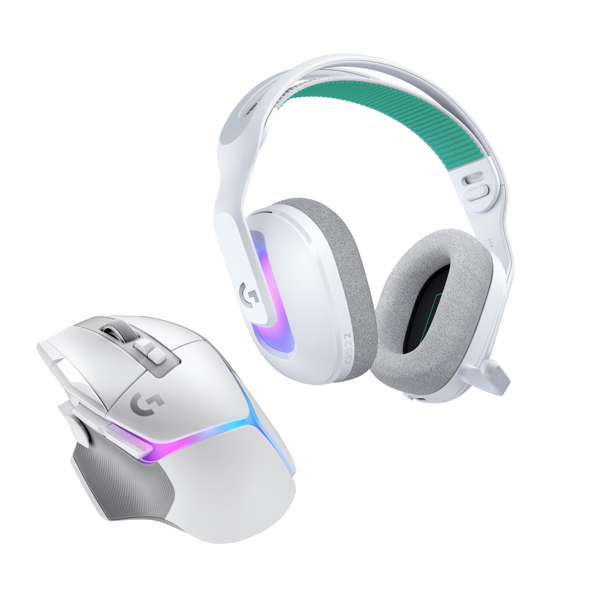 Logitech G G522 bezprzewodowy zestaw słuchawkowy do gier i bezprzewodowa mysz do gier G502 X PLUS–zestaw myszy i słuchawek LIGHTSPEED z podświetleniem RGB LIGHTSYNC – kompatybilne z PC/Windows-Biały