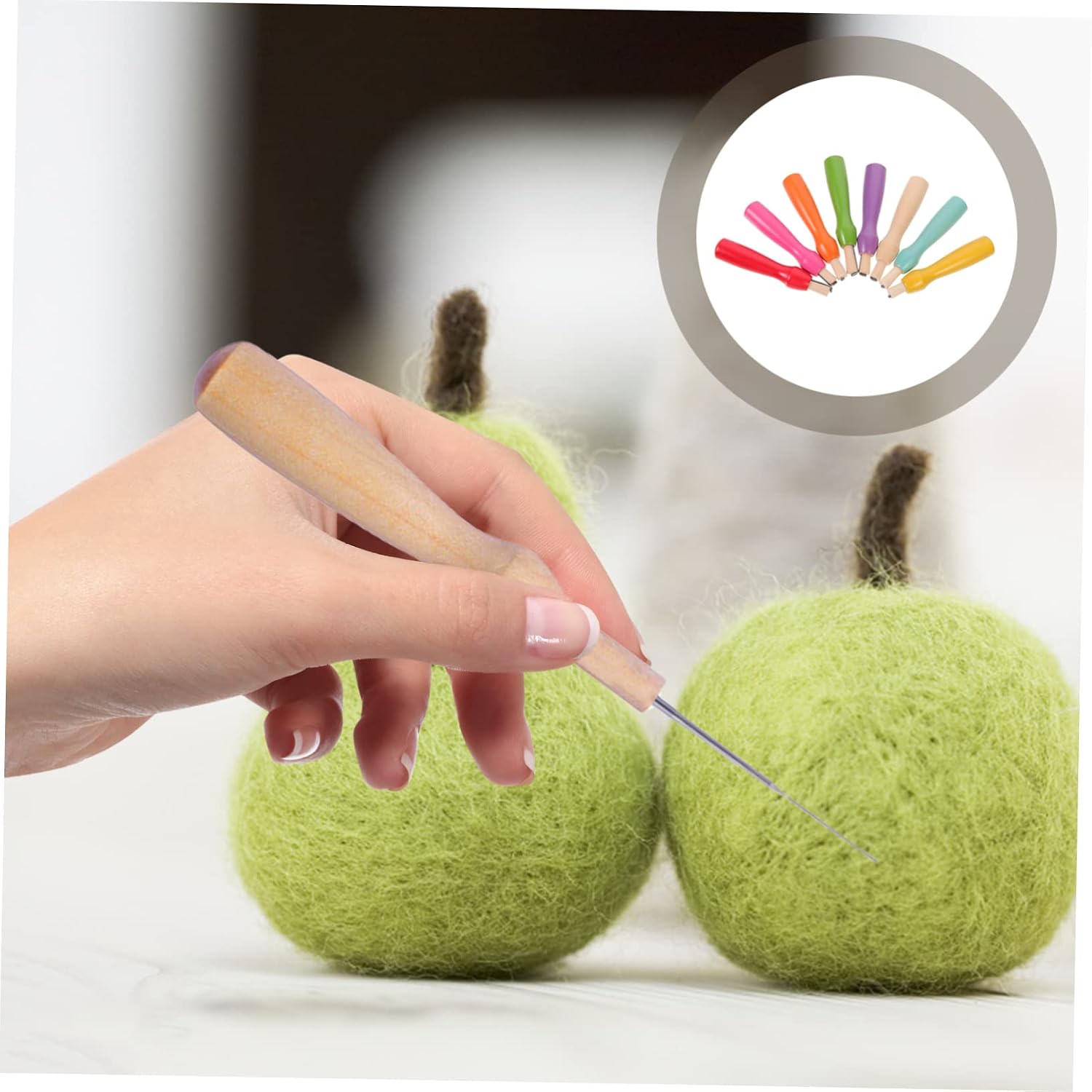 Veemoon 8pcs Felting Needles Handle for Embroidery Art for Yarn Crafting Easy Needle Replacement for Beginners and Advanced