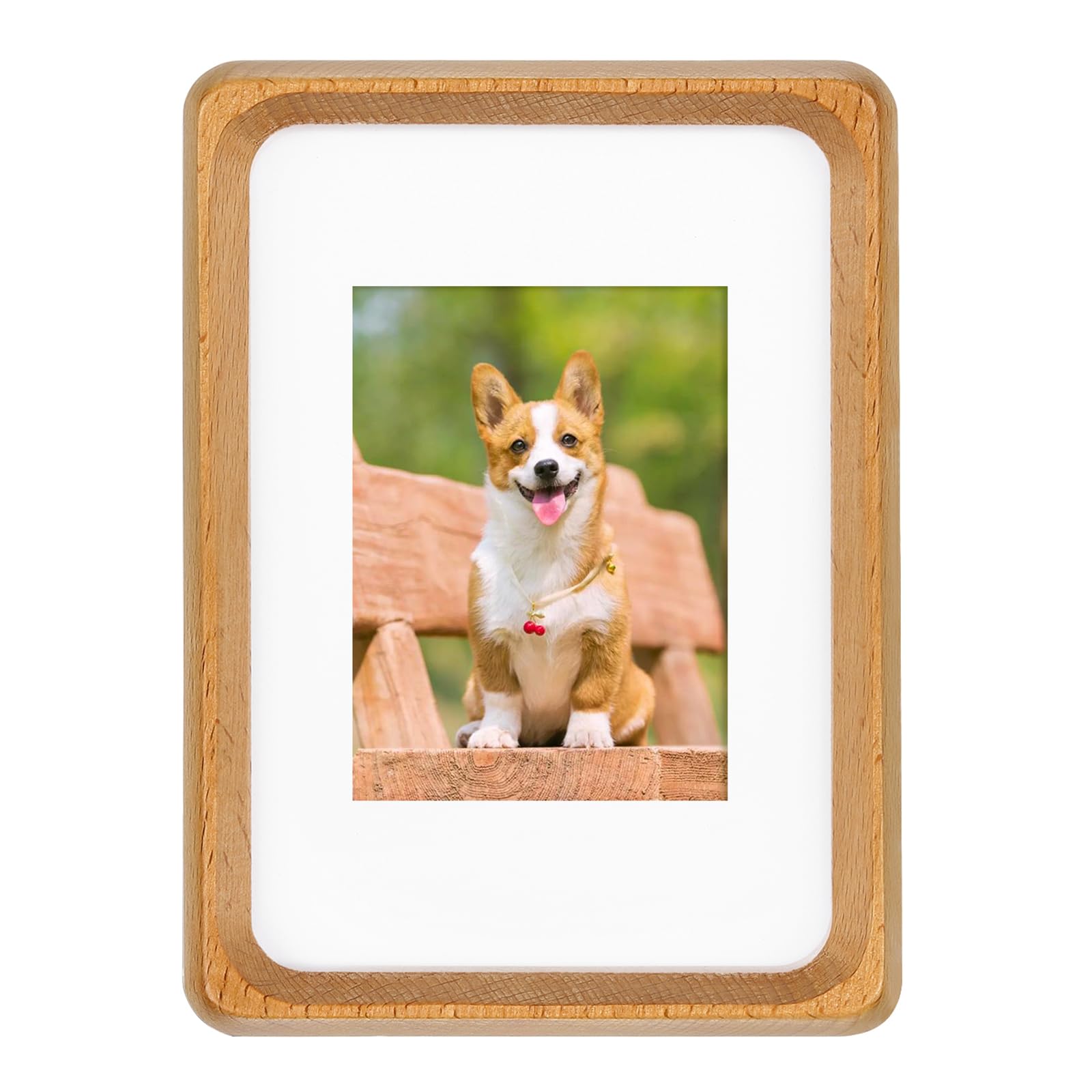 TEYCLZORE Marco de fotos pequeños de madera, 5 x 3,5 pulgadas, marco de fotos de mesa con tapete para colocar fotos de 50x70 mm, madera de haya natural, portafotos decorativo marcos fotos de madera