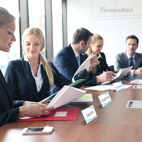 Miniatura 4 de Framendino, Paquete de 20 soportes de acrílico transparente de 3.5 x 2.5 pulgadas, soporte de exhibición en forma de L, soporte de plástico para