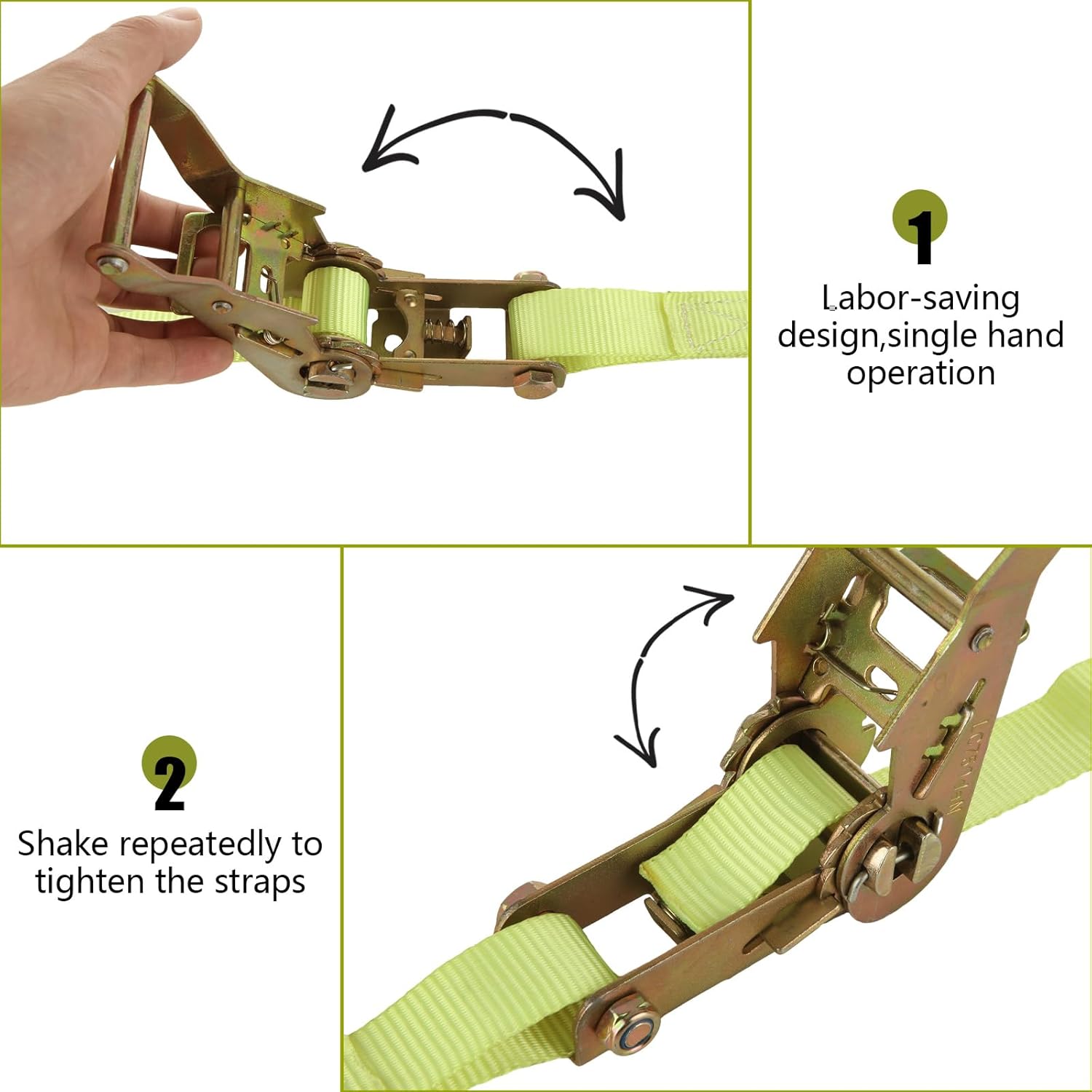 4 Pack 1 Inch Ratchet Straps Heavy Duty 20ft Tie Down Straps Ratchet with Double J Hook, 8000 LBS Break Strength, Cargo Ratchet Straps for Truck, Trailers, Motorcycle, Kayaks, Car Roof