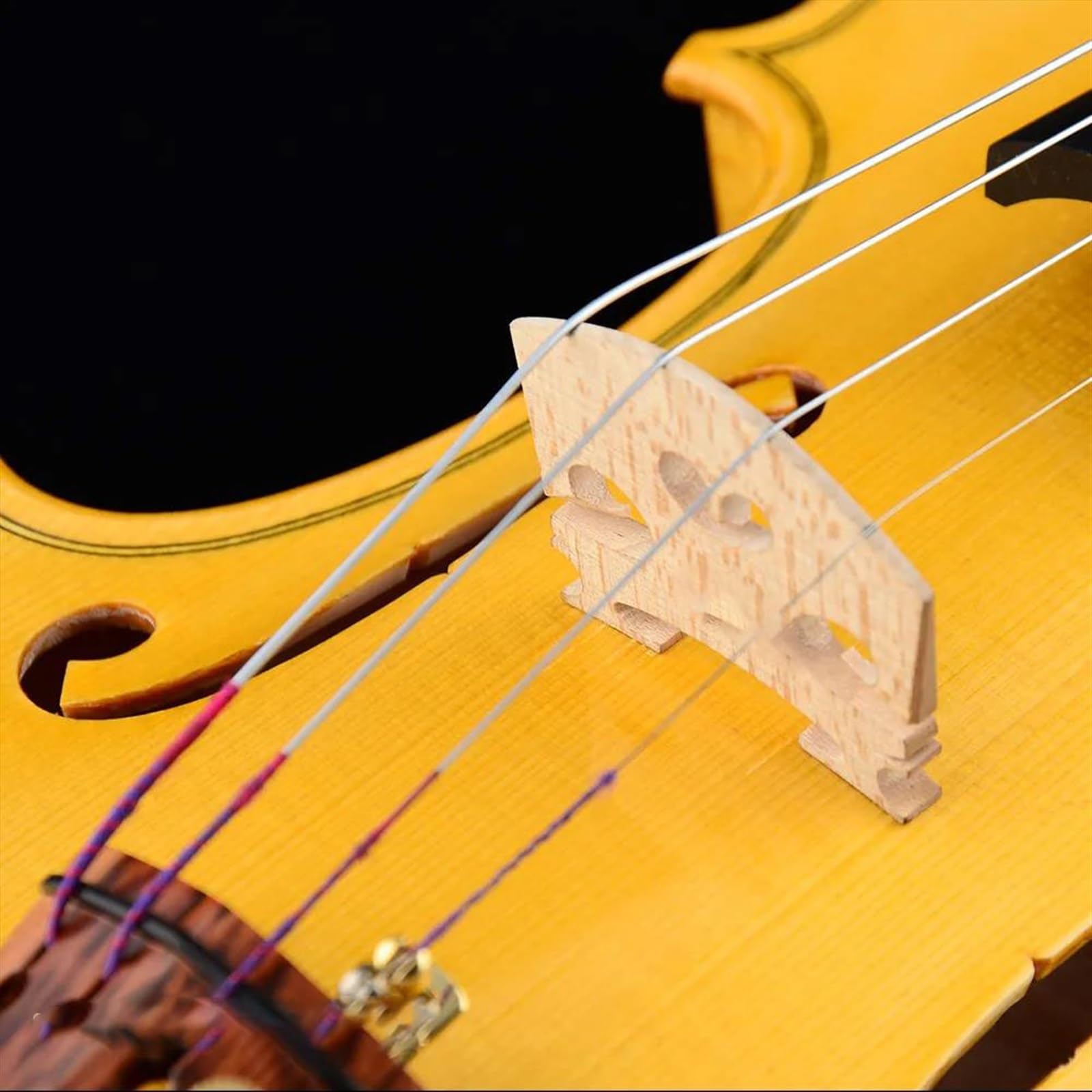 Professional Violin Violin European Tonewood Series Bright Yellow Color Wood/Rosewood Accessories Two-piece Maple Back - Image 7