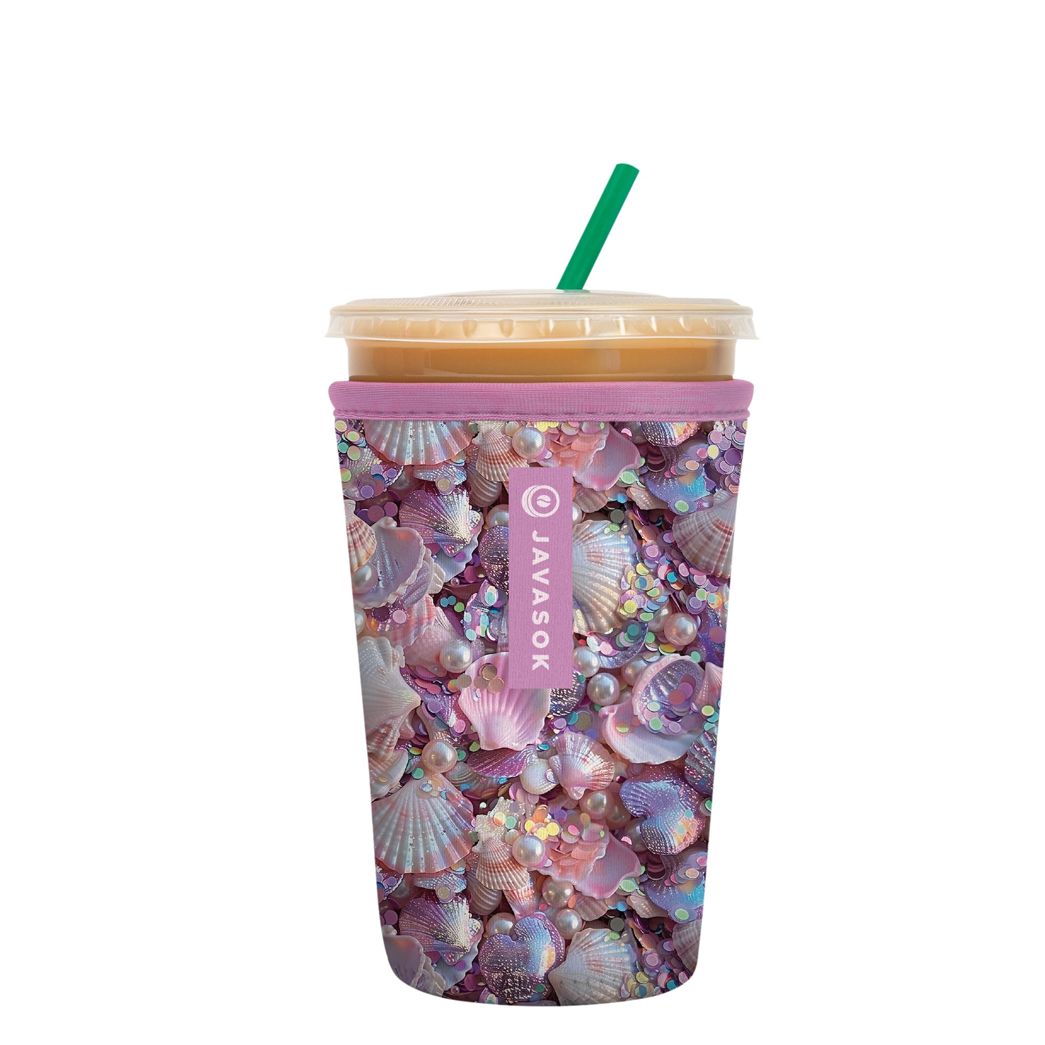 Sok It JavaSok Iced Coffee &amp; Cold Soda Insulated Neoprene Cup Sleeve (Shimmering Shores, Medium: 22-28oz)
