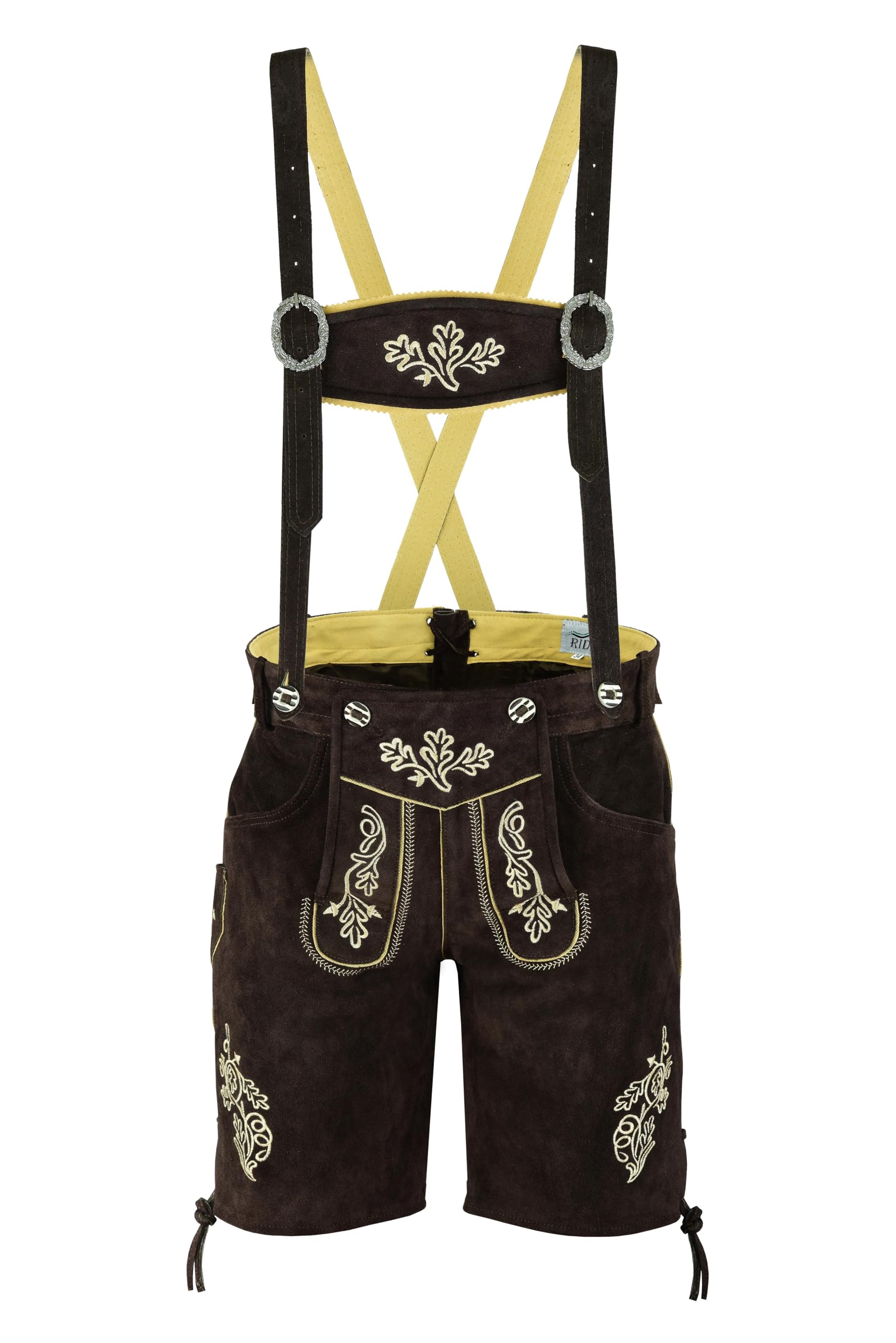 RIDEX Oktoberfest Lederhosen Leather Traditional Bavarian Shorts German wear (34W) Brown