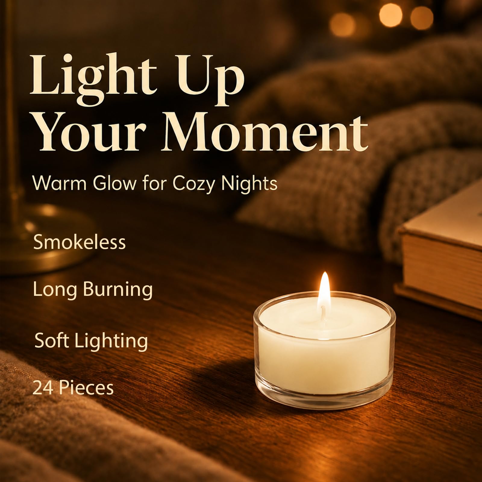 Velas perfumadas de vainilla, 24 unidades, color blanco marfil, sin humo, para relajar spa, yoga y ambiente de dormitorio