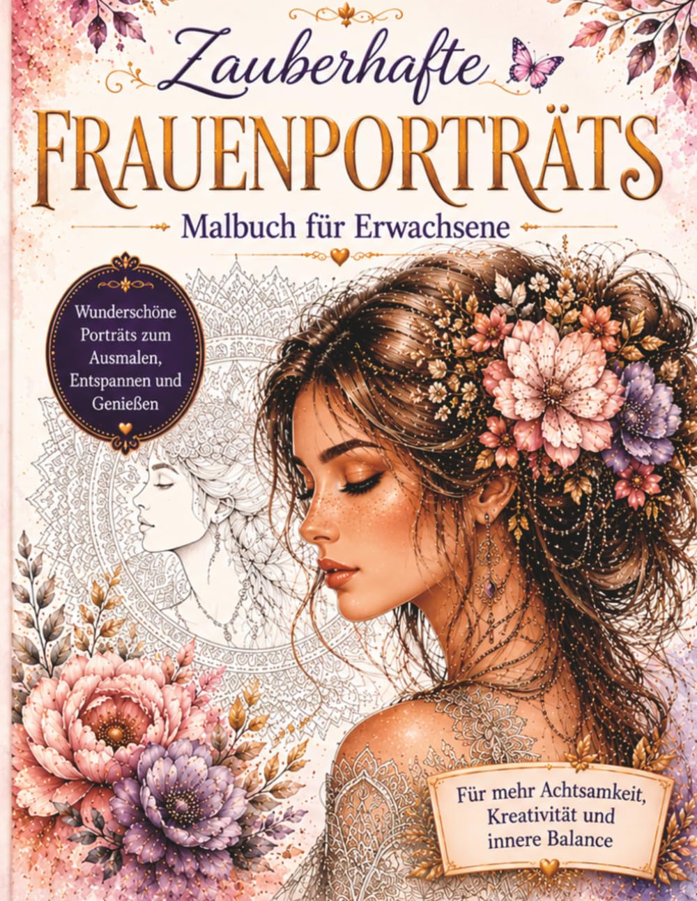 Zauberhafte Frauenporträts – Malbuch für Erwachsene: 60 elegante Gesichter wunderschöner Frauen zum Ausmalen – für kreative Entspannung, Selbstfürsorge & ästhetischen Malgenuss