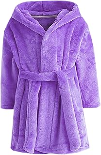 SHUCHENG Girls Fleece Hooded Robes, Kids Soft Premium Fuzzy Bathrobe for Gifts, 2-12 Years