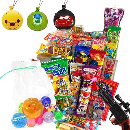 Amazon お祭りセット お風呂 プールで金魚すくい スーパーボール ヨーヨーストラップ 射的銃1丁 駄菓子30種30点 家族みんなで楽しめる縁日セット 駄菓子屋あひるshop限定 縁日用品 おもちゃ