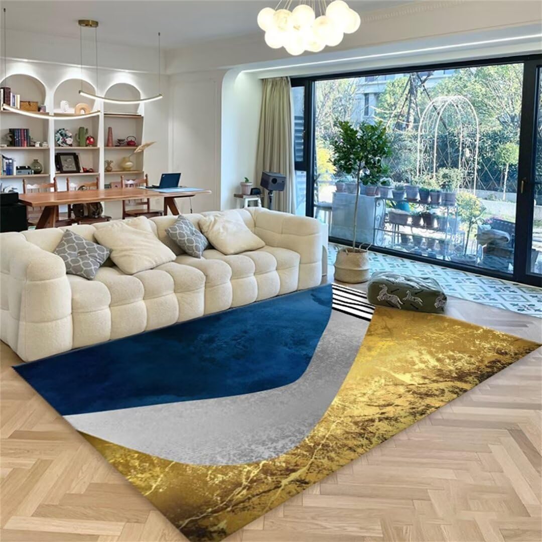 Tapis de couloir long antidérapant 120x160 tapis salon bleu