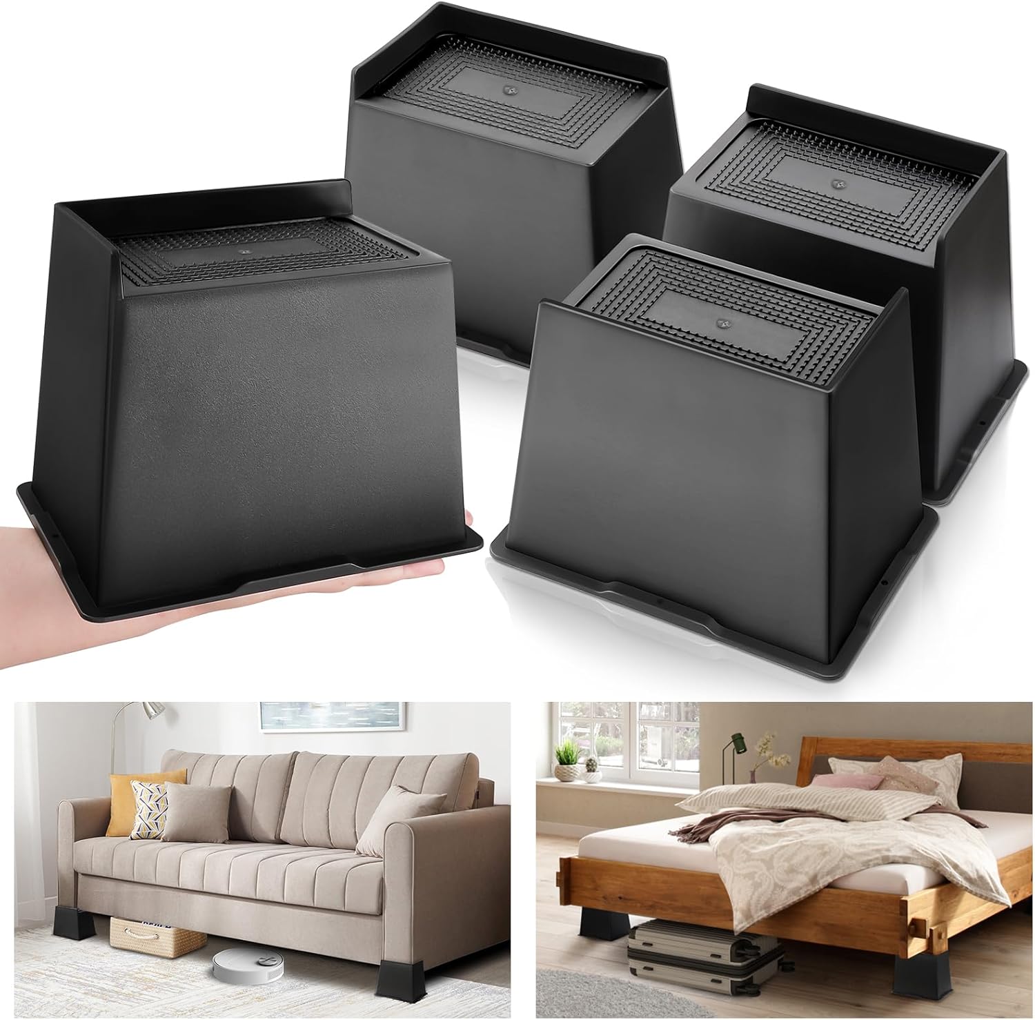 shouwuhho Bed Risers 6 Inch Heavy Duty, Oversized Furniture