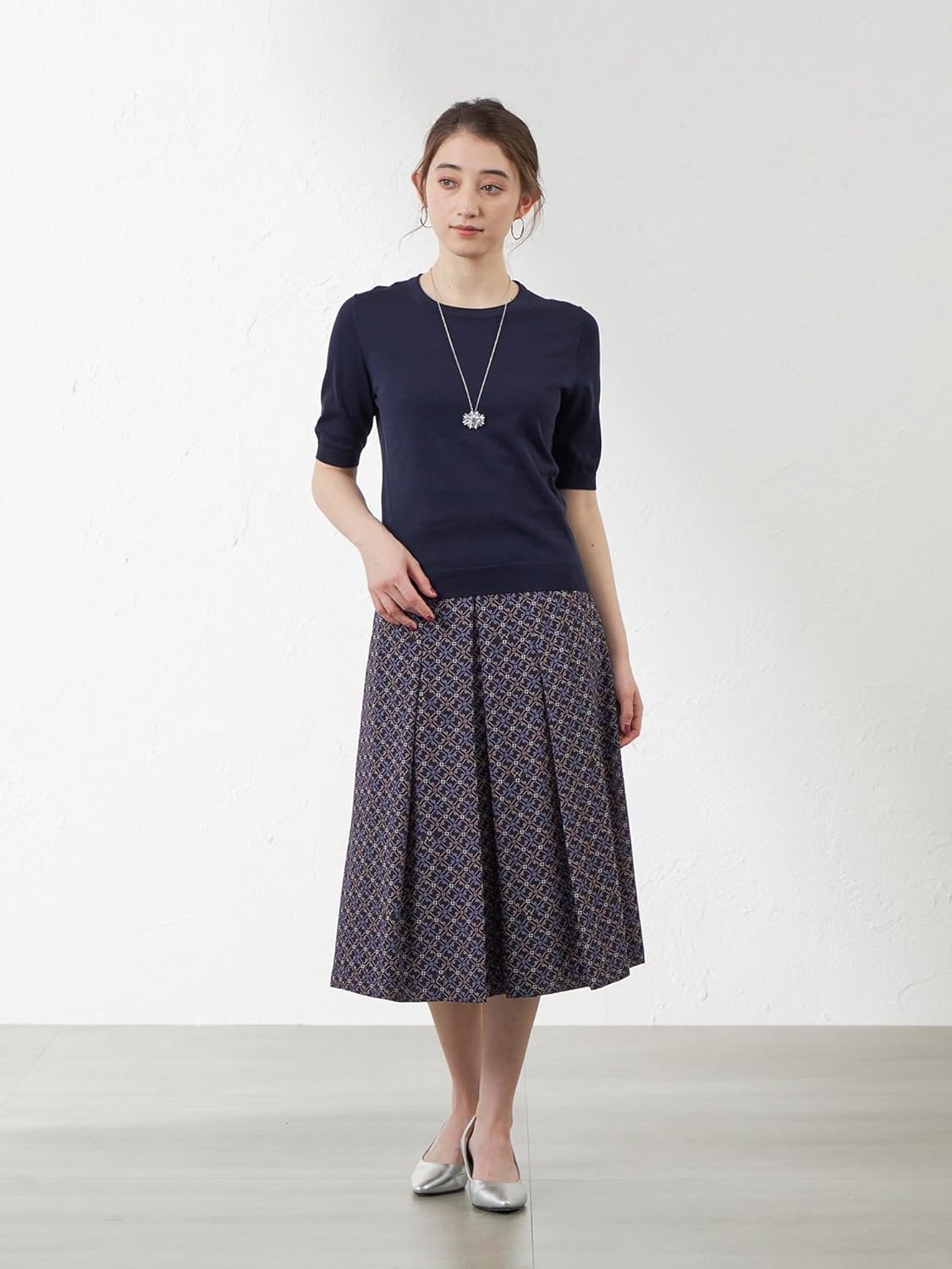 [アマカ] コットンシルクプルオーバーニット V5N09524__ 38 ブラックネイビー(29)